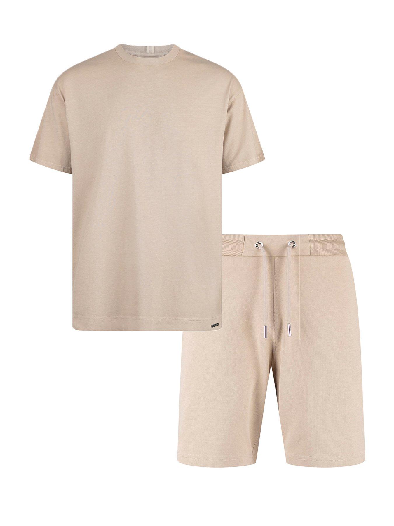  image of luke-1977-logic-t-shirt-and-shorts-set-beige