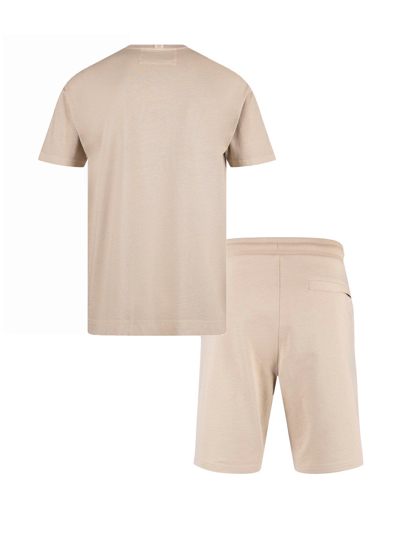  image of luke-1977-logic-t-shirt-and-shorts-set-beige