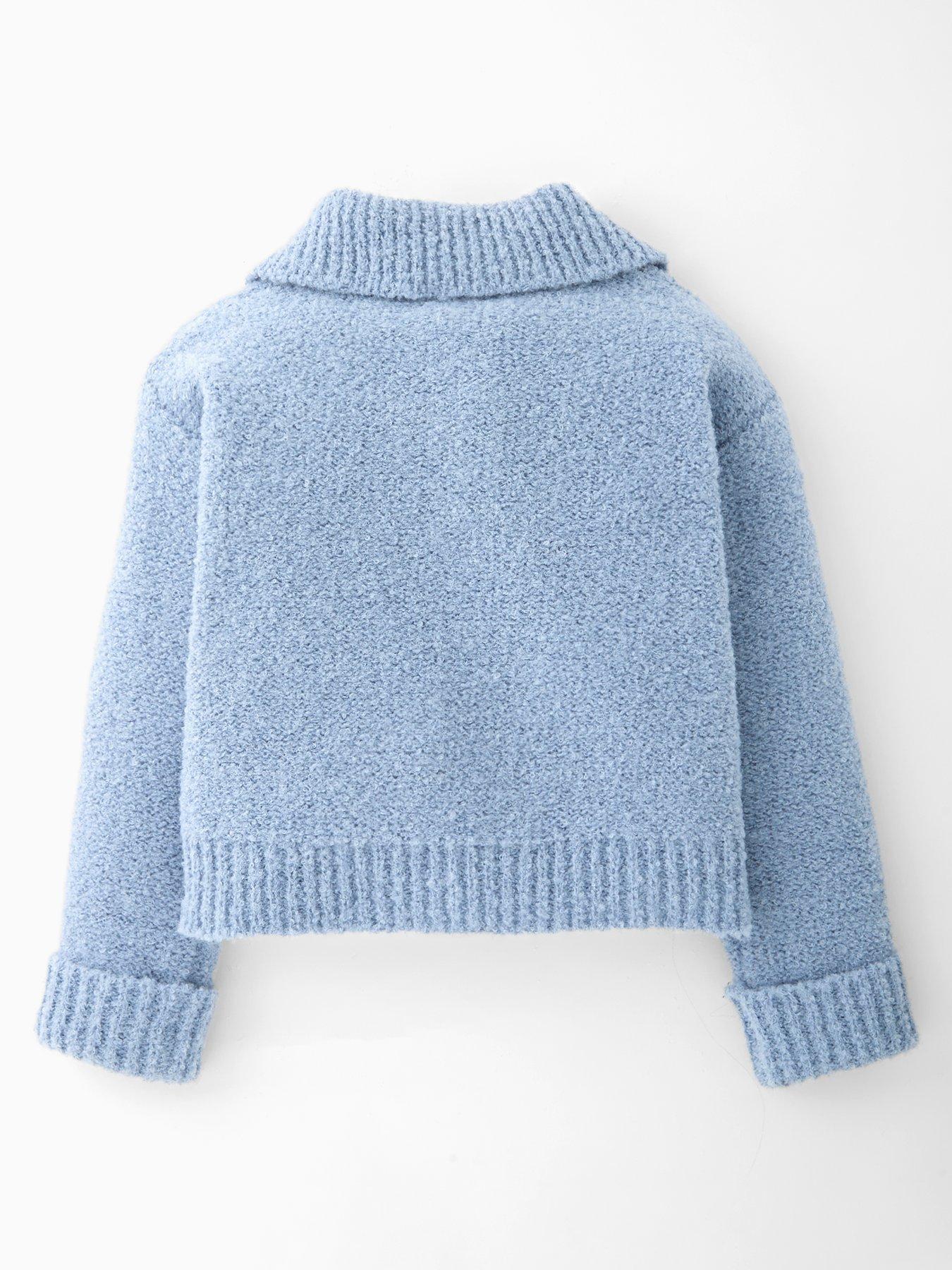 Image 2 of 5 of The Very Collection Girls Oversized Knitted Jumper With Collar - Blue