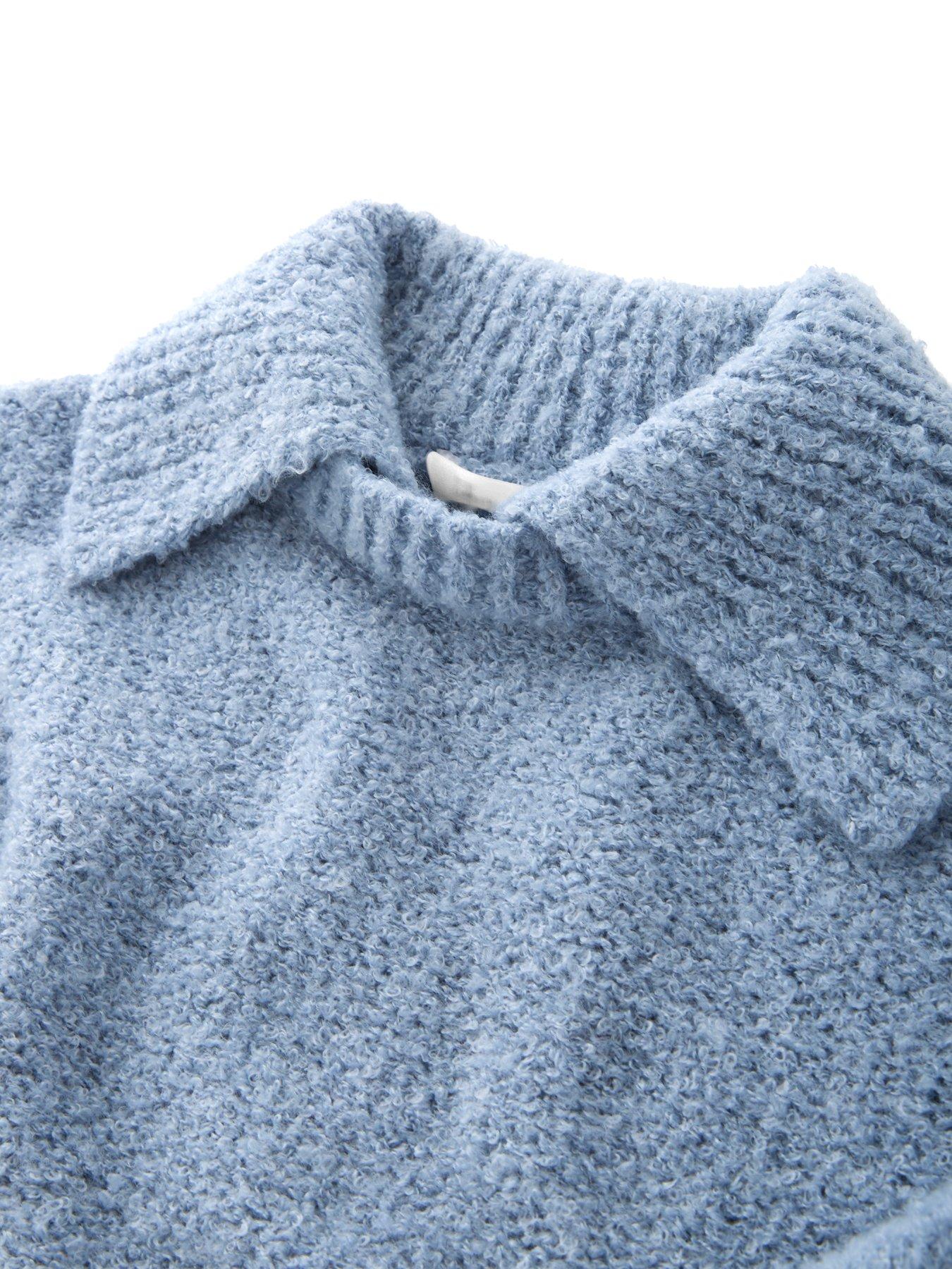 Image 3 of 5 of The Very Collection Girls Oversized Knitted Jumper With Collar - Blue