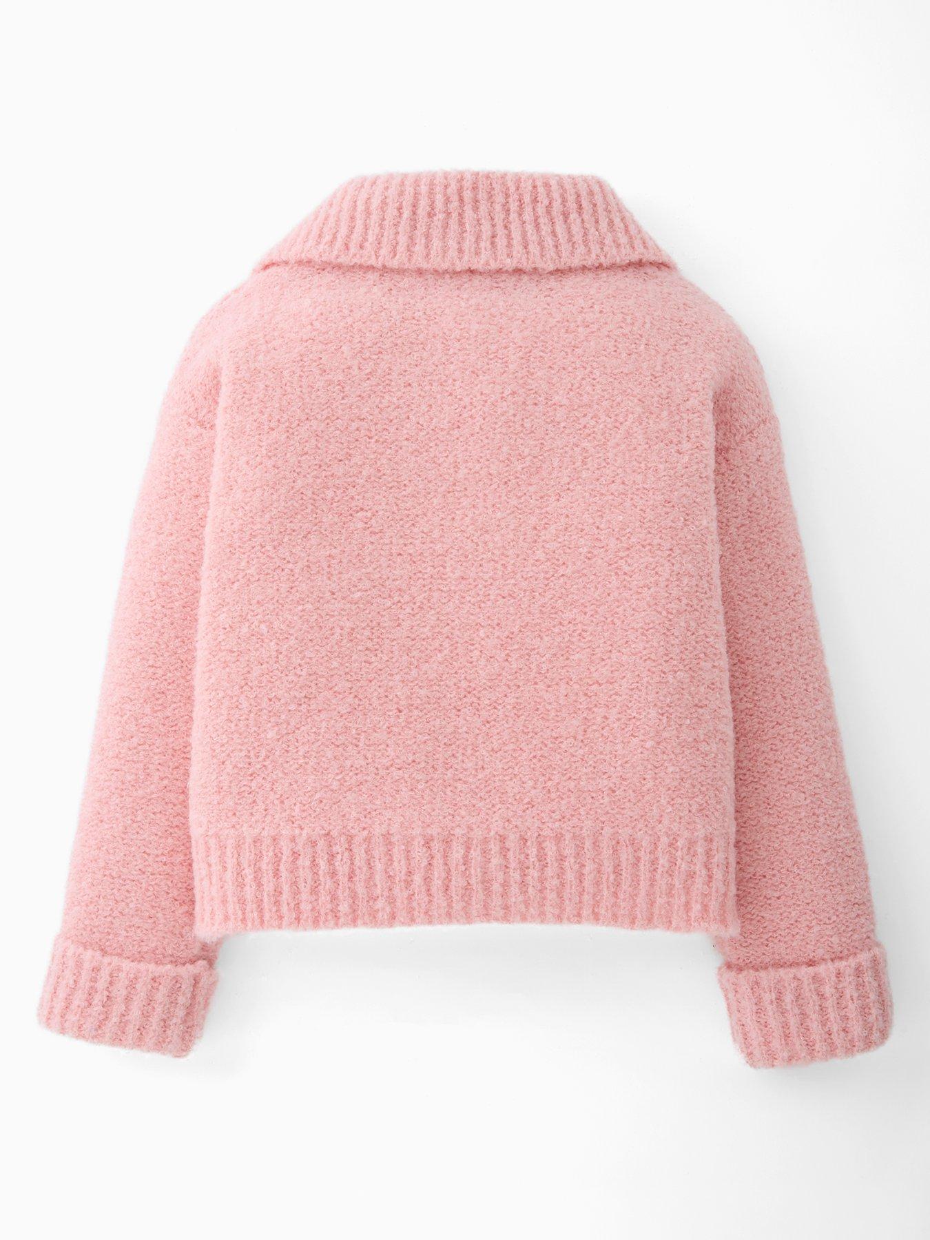 Image 2 of 5 of The Very Collection Girls Oversized Knitted Jumper With Collar - Pink