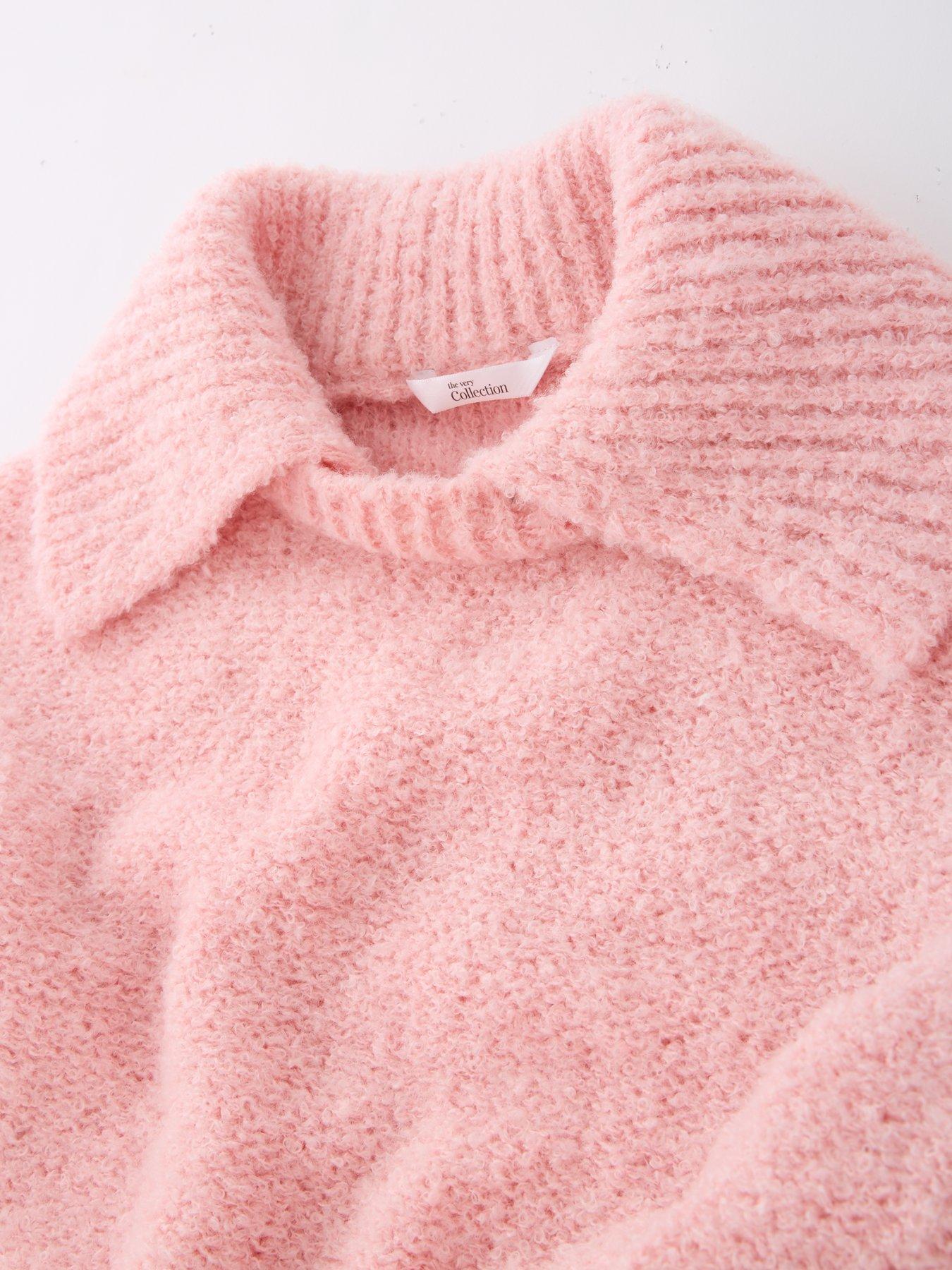 Image 4 of 5 of The Very Collection Girls Oversized Knitted Jumper With Collar - Pink