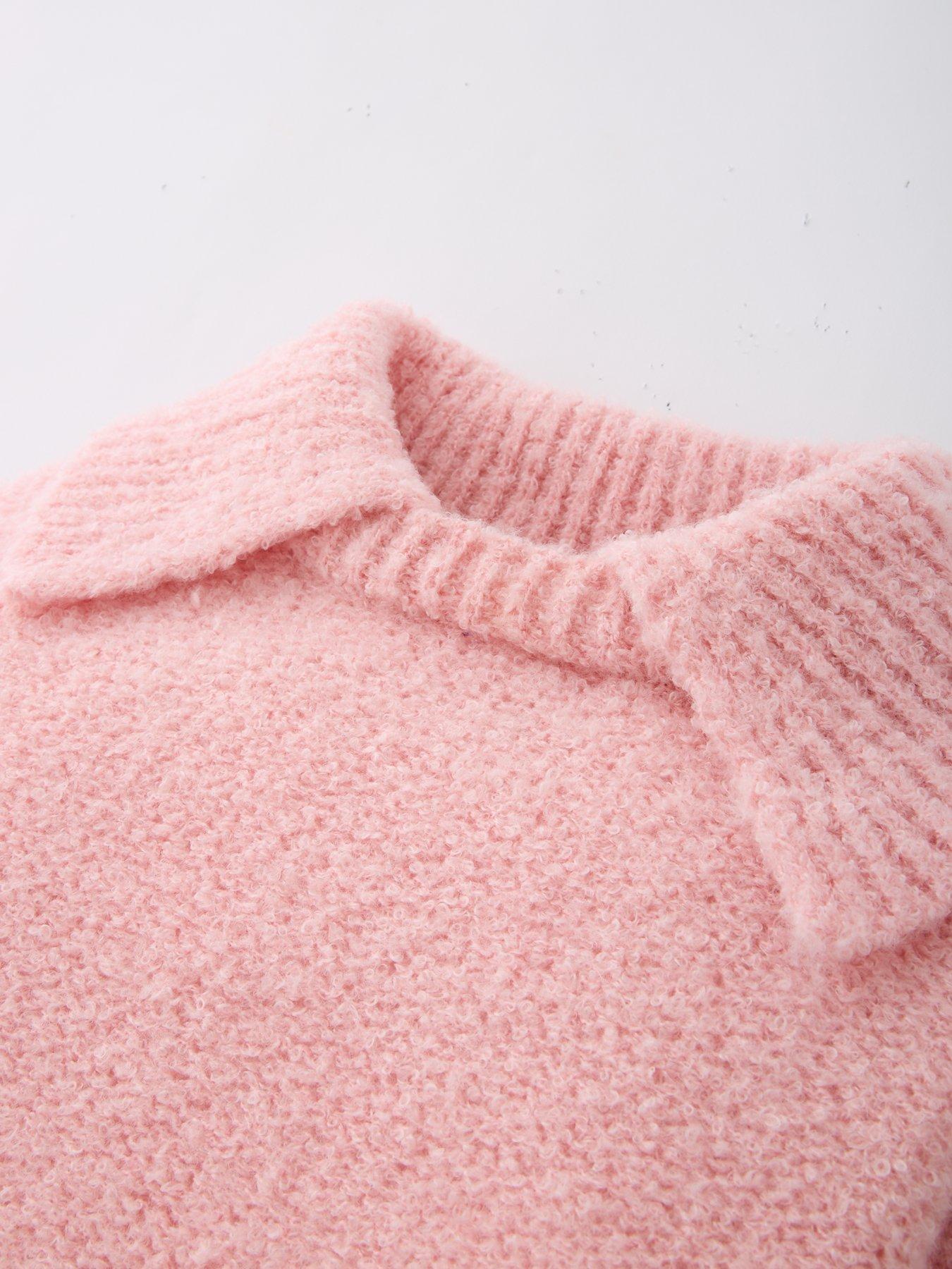 Image 5 of 5 of The Very Collection Girls Oversized Knitted Jumper With Collar - Pink
