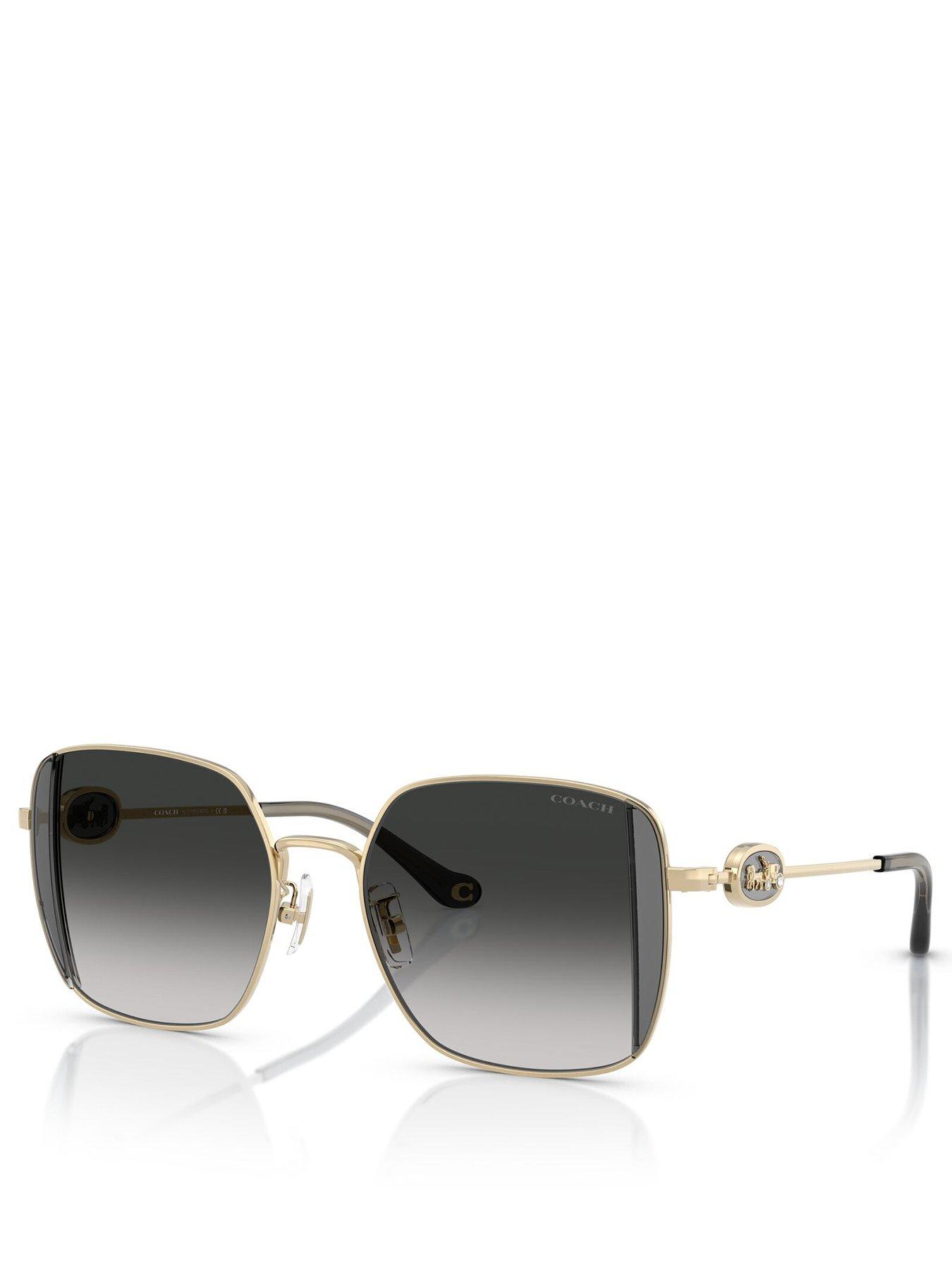 Image 1 of 4 of COACH Square Sunglasses- Gold Metal Frame