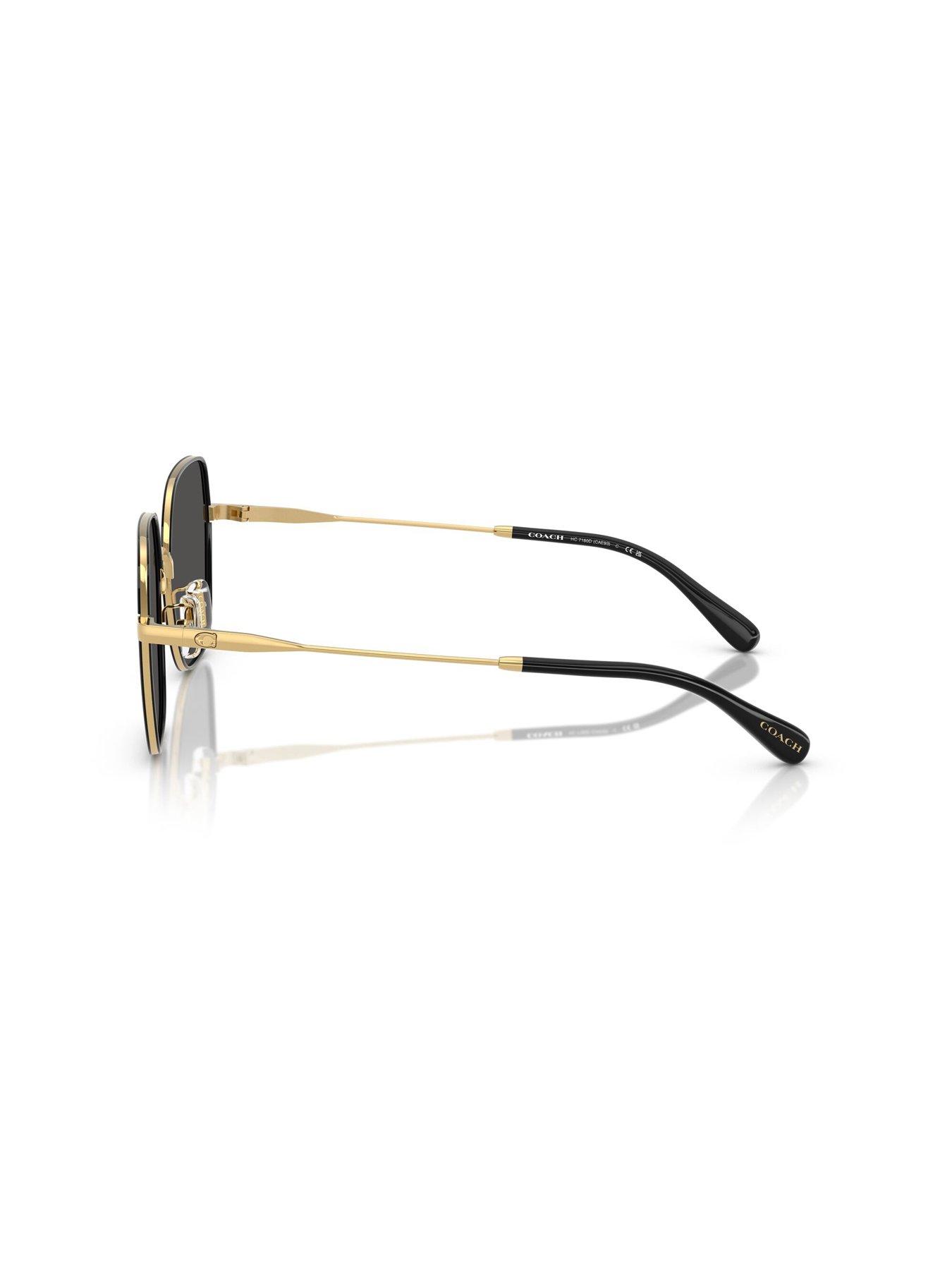 Image 2 of 4 of COACH Irregular Sunglasses- Black Lens With Metal Gold Frame