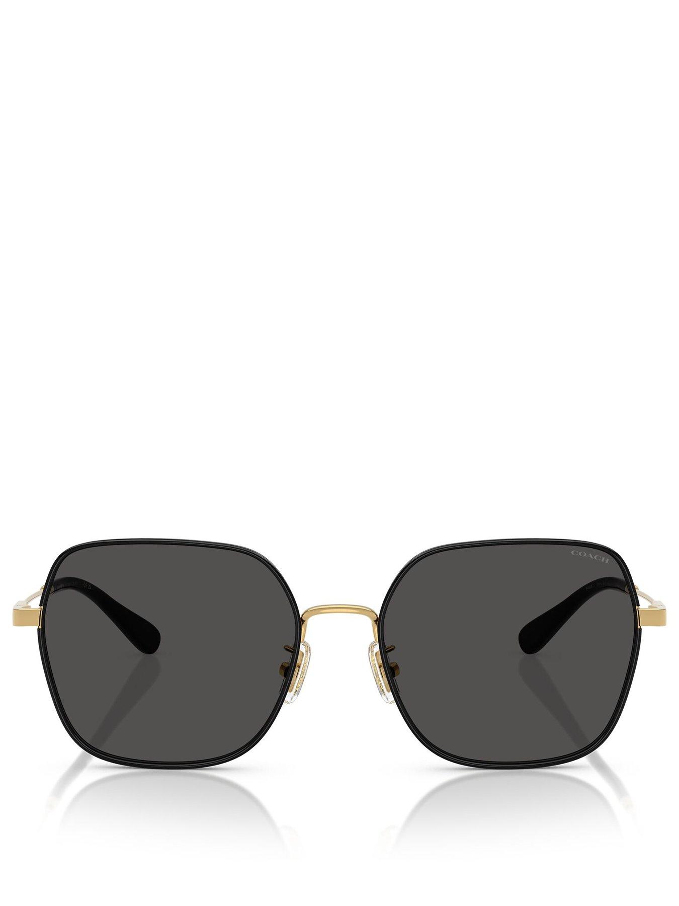 Image 3 of 4 of COACH Irregular Sunglasses- Black Lens With Metal Gold Frame