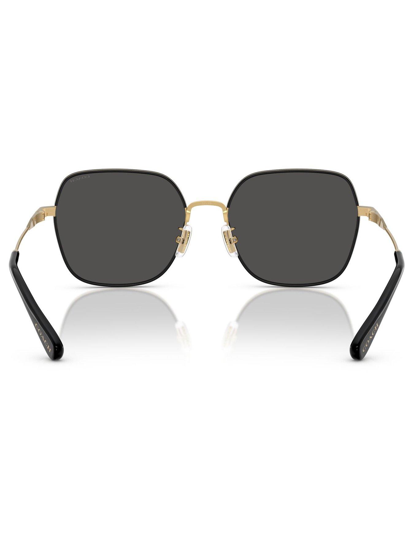 Image 4 of 4 of COACH Irregular Sunglasses- Black Lens With Metal Gold Frame