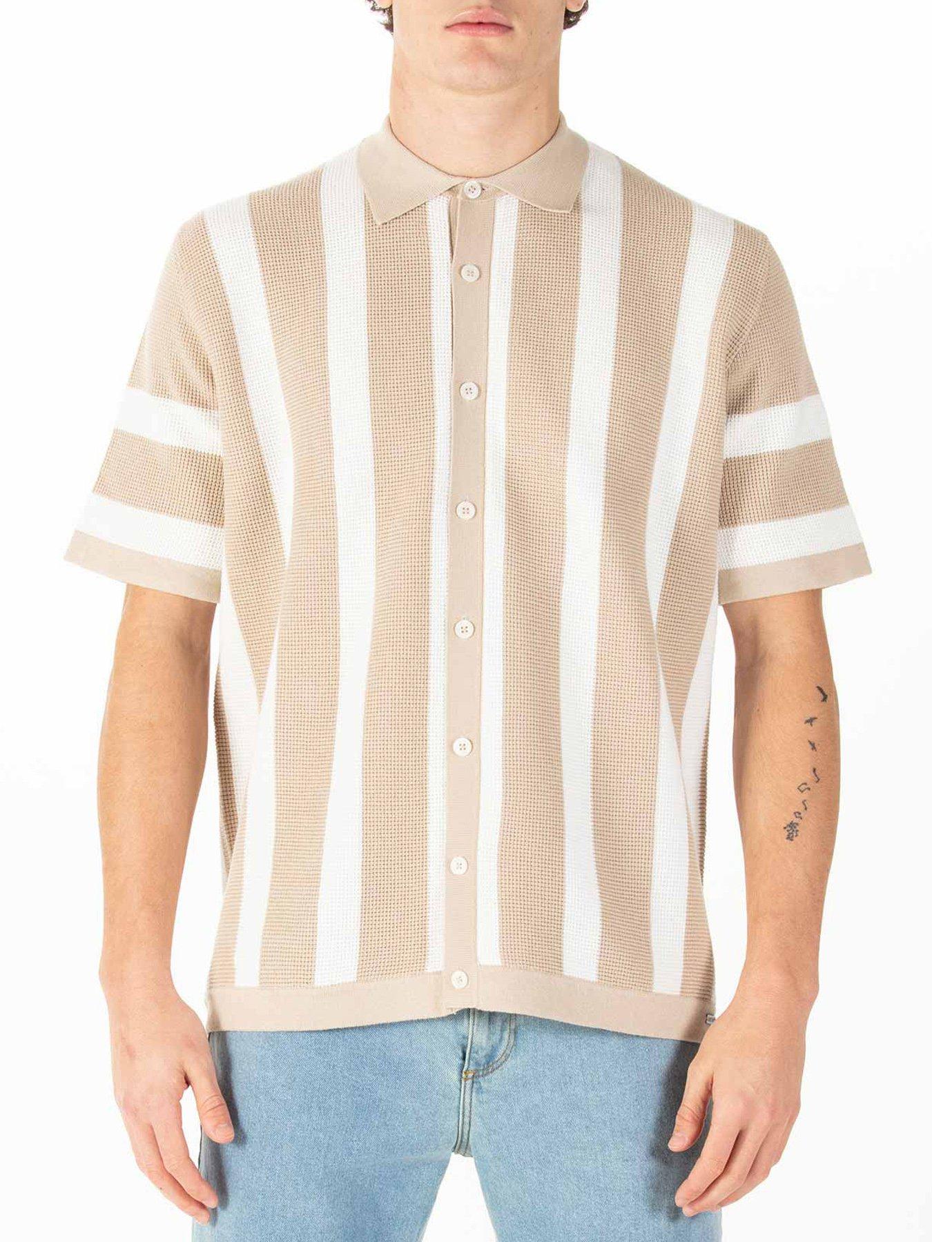undefined Deck Knitted Short Sleeve Polo Shirt - Beige