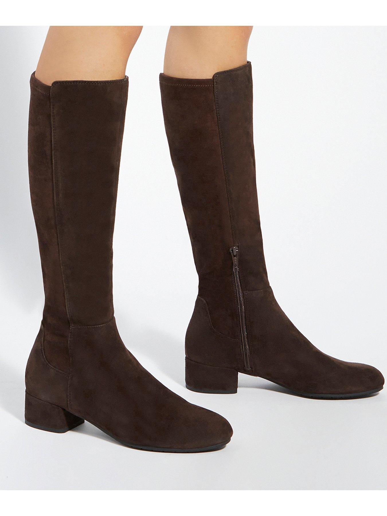 undefined Tayla Stretch Suede Knee High Boots - Brown