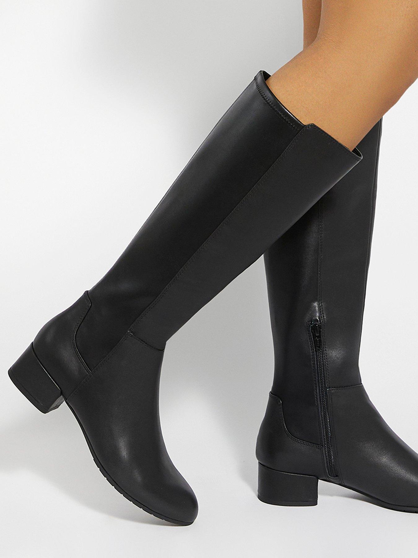 undefined Tayla Stretch Leather Knee High Boots - Black