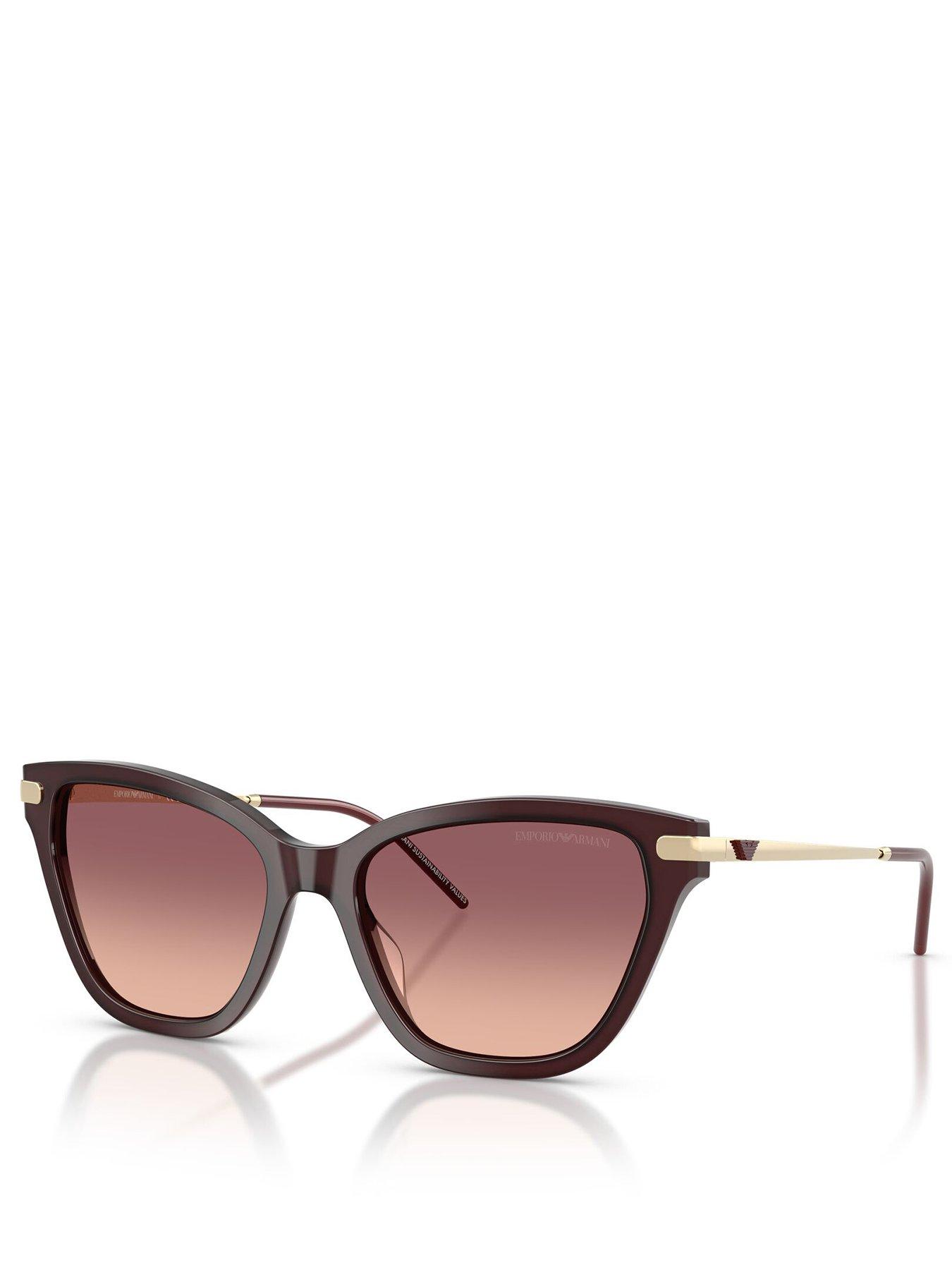 Image 1 of 4 of Emporio Armani 0ea4251 Cat Eye Sunglasses Shiny Opal Bordeaux Frame With Pink Gradient Violet Lens