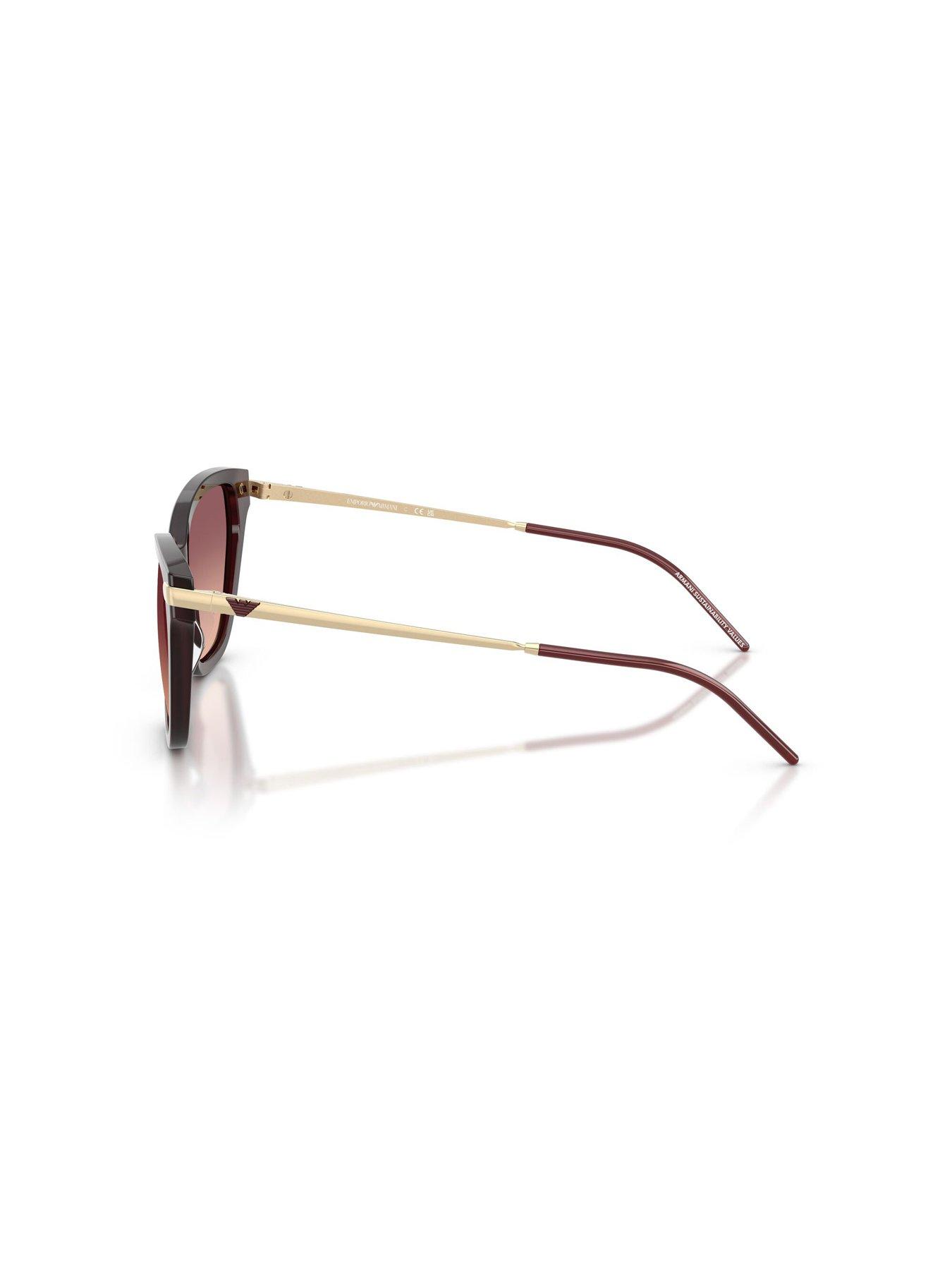 Image 2 of 4 of Emporio Armani 0ea4251 Cat Eye Sunglasses Shiny Opal Bordeaux Frame With Pink Gradient Violet Lens