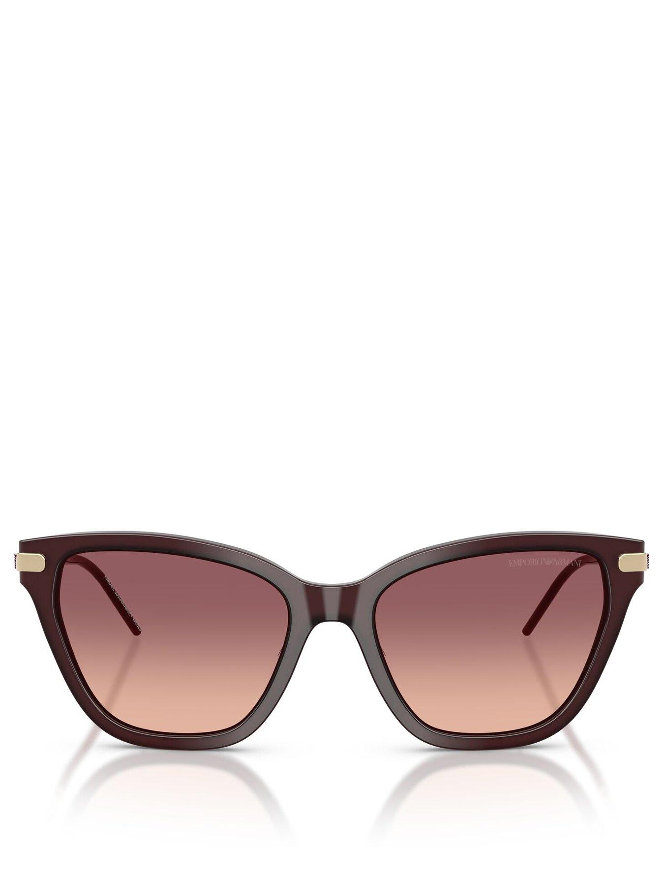 Image 3 of 4 of Emporio Armani 0ea4251 Cat Eye Sunglasses Shiny Opal Bordeaux Frame With Pink Gradient Violet Lens