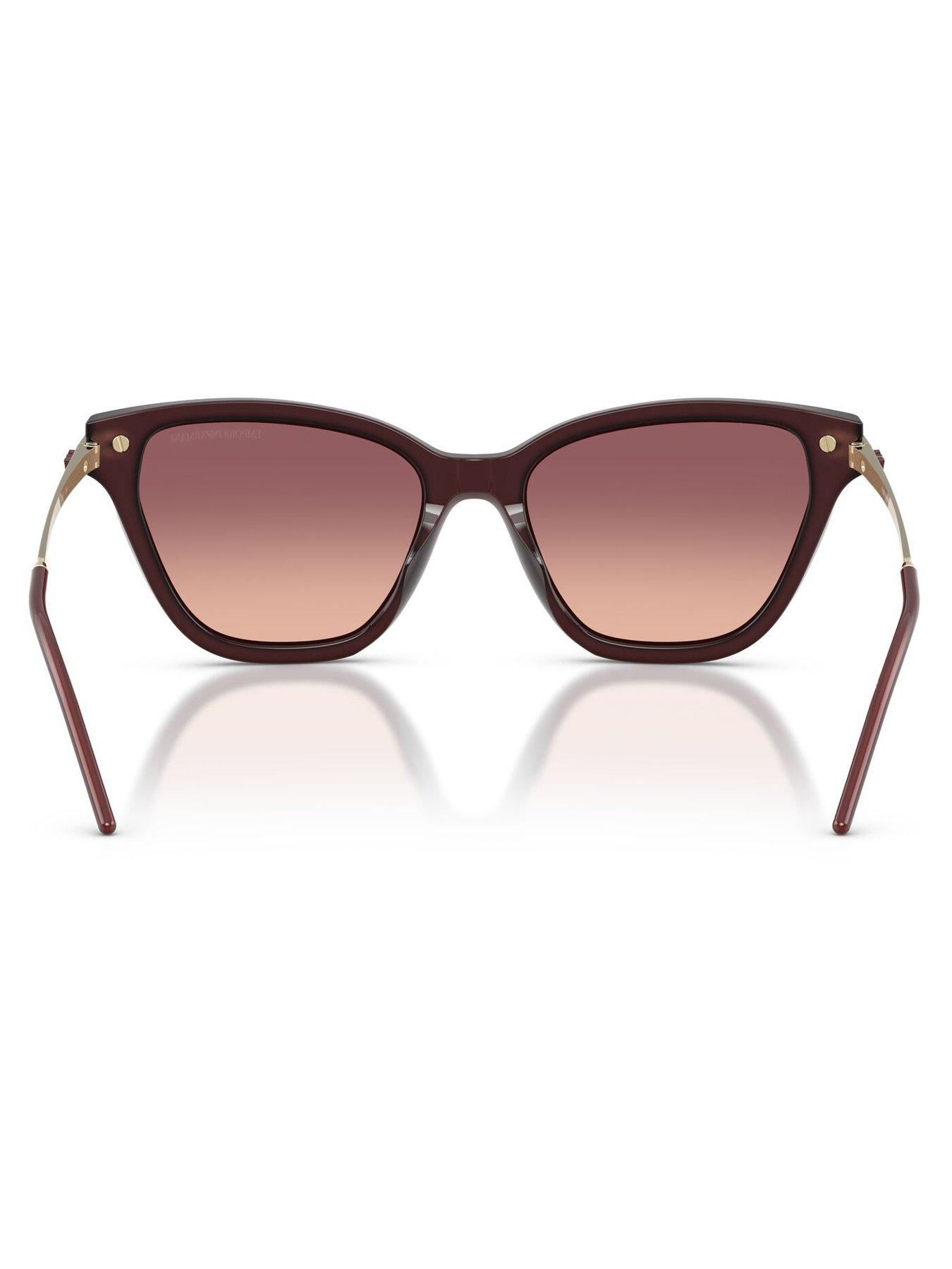 Image 4 of 4 of Emporio Armani 0ea4251 Cat Eye Sunglasses Shiny Opal Bordeaux Frame With Pink Gradient Violet Lens
