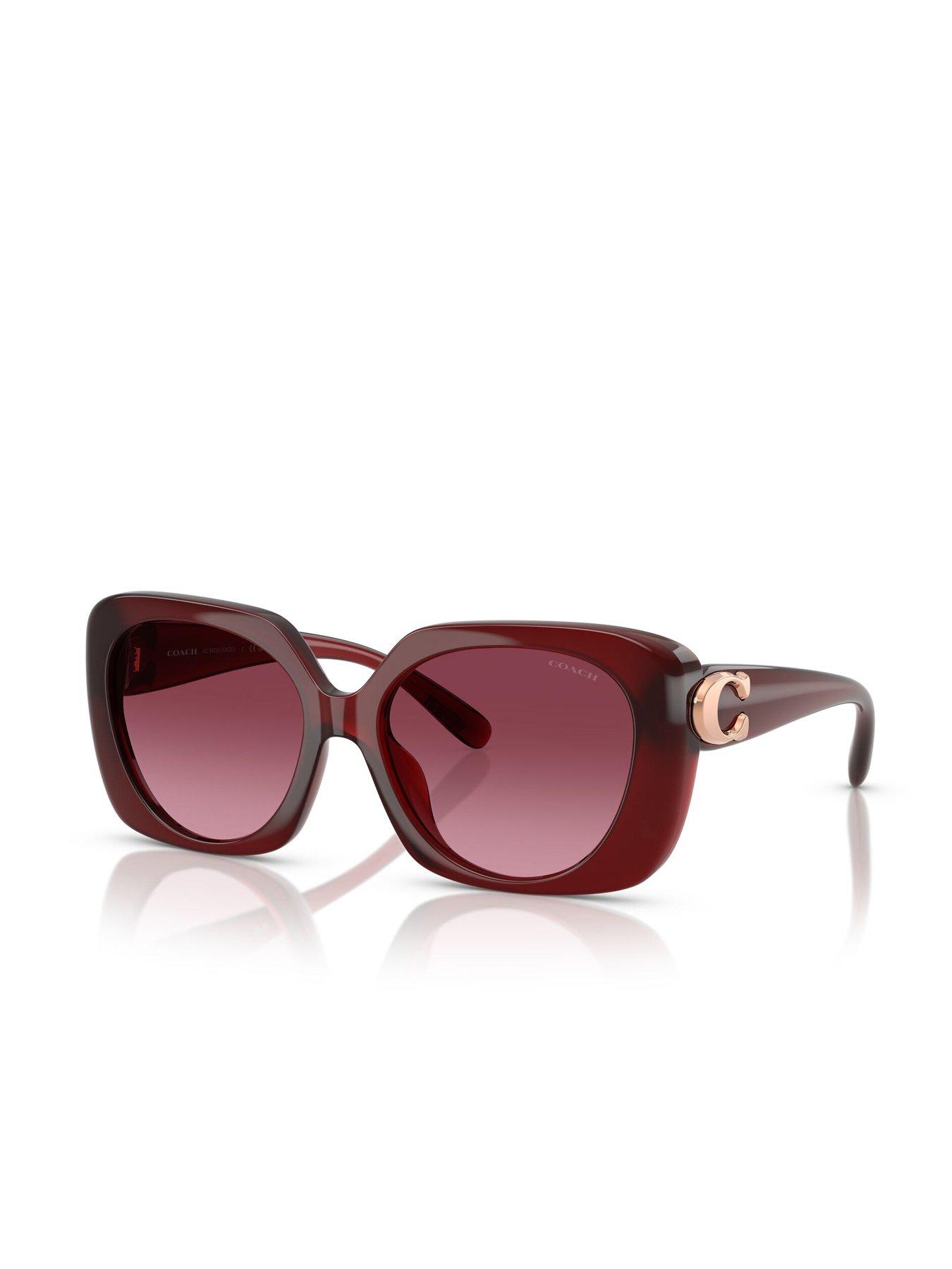 Image 1 of 5 of COACH Square Sunglasses - Dark Red