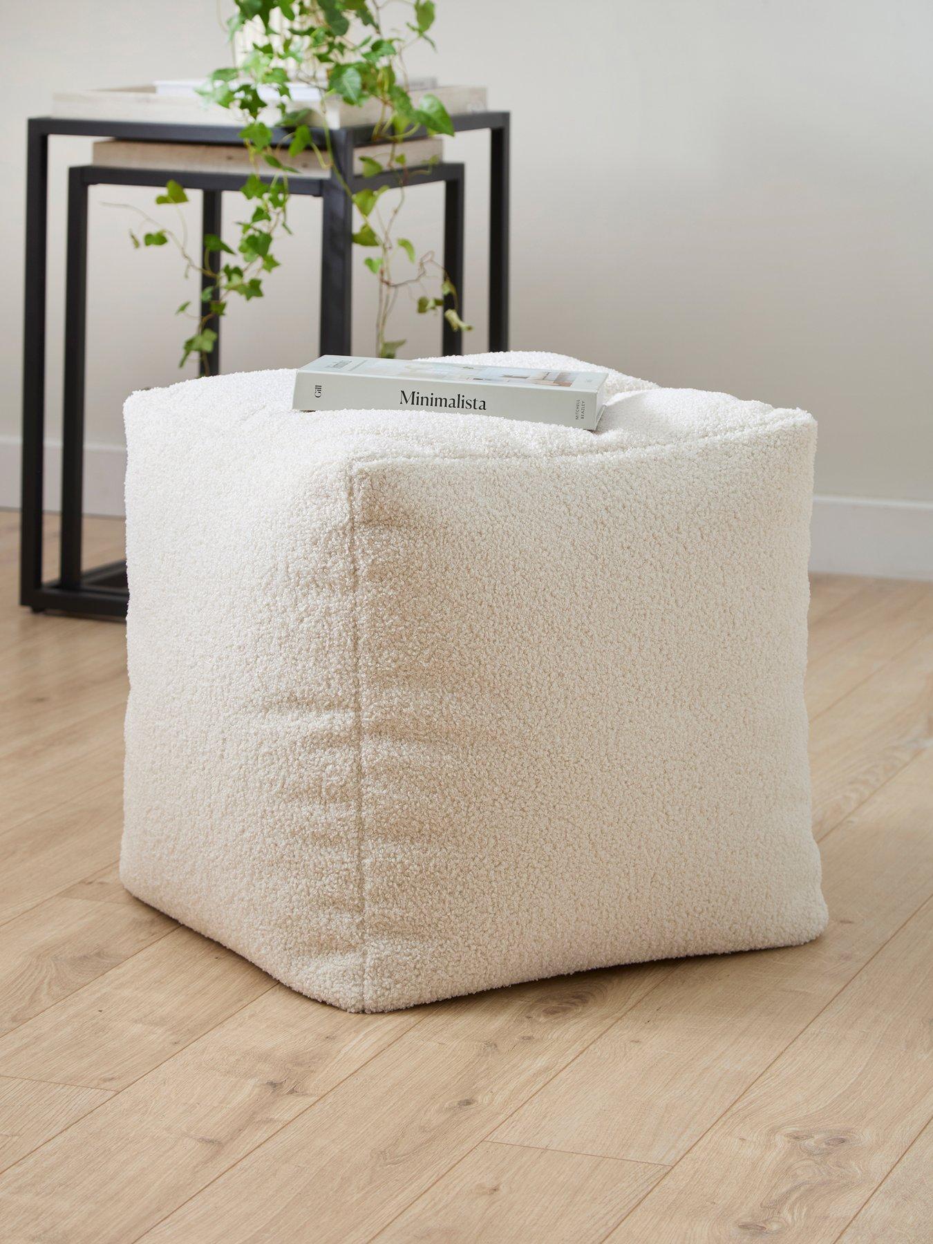 KAIKOO Boucle Cube Pouffe- Cream
