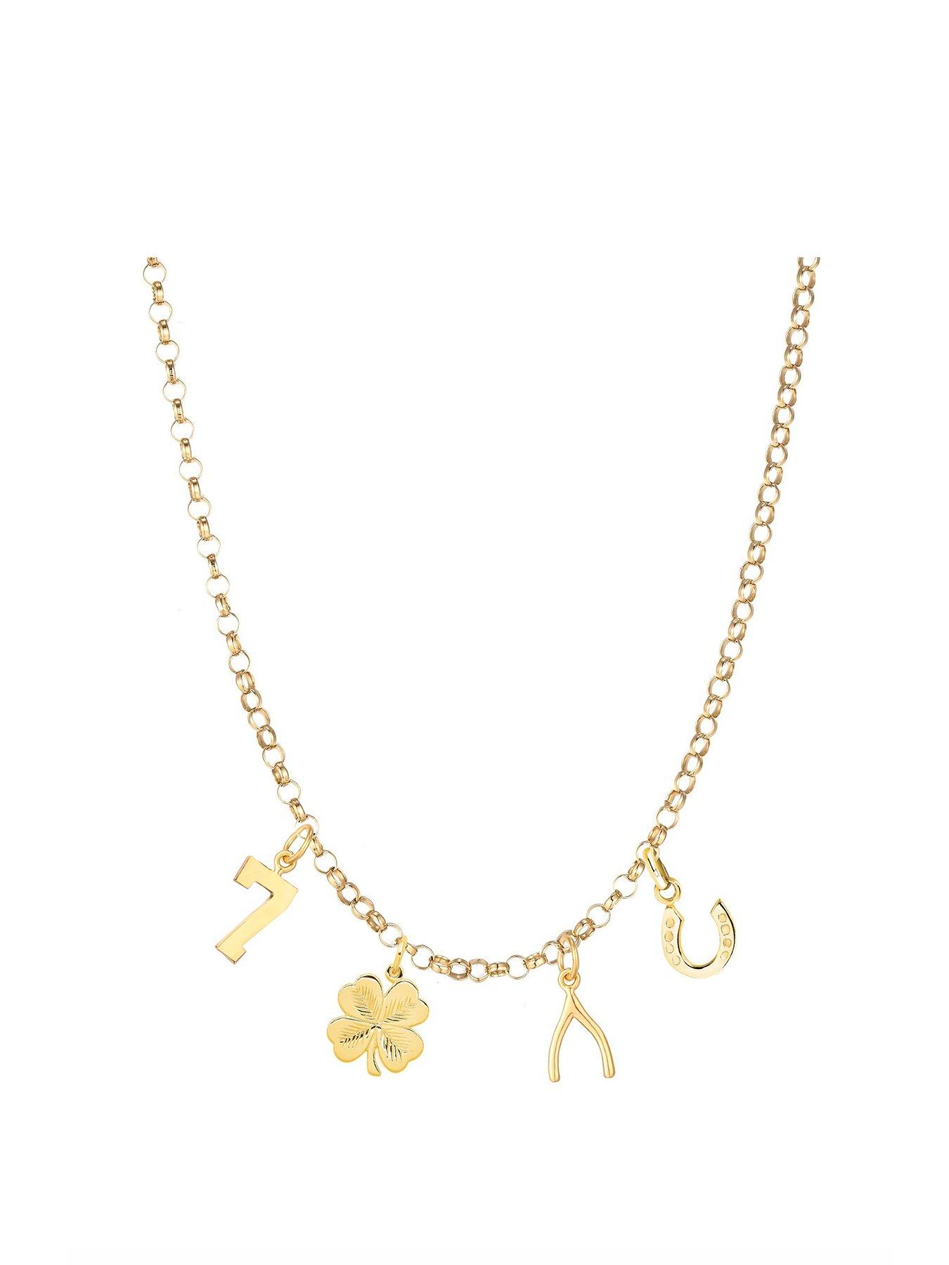 Image 1 of 3 of The Love Collection Gold Plated Sterling Silver Lucky Charm Necklace