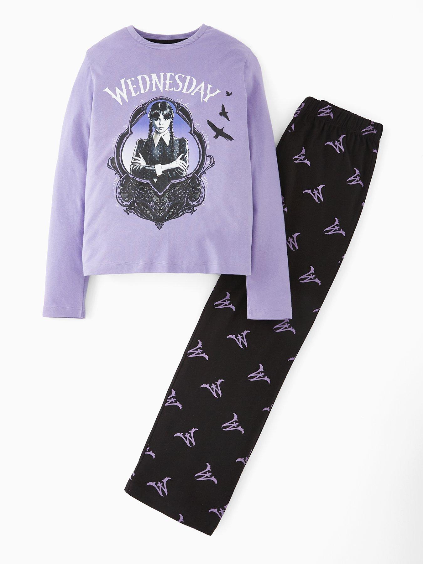 front image of wednesday-long-sleeve-pyjamas-purple