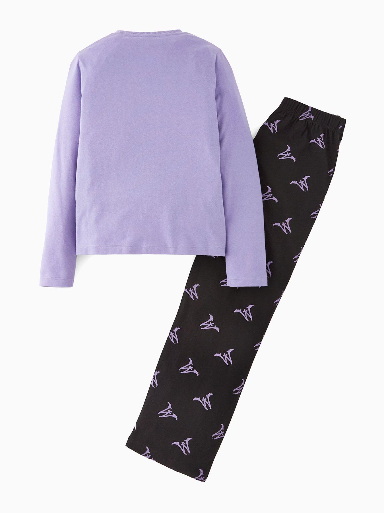 back image of wednesday-long-sleeve-pyjamas-purple