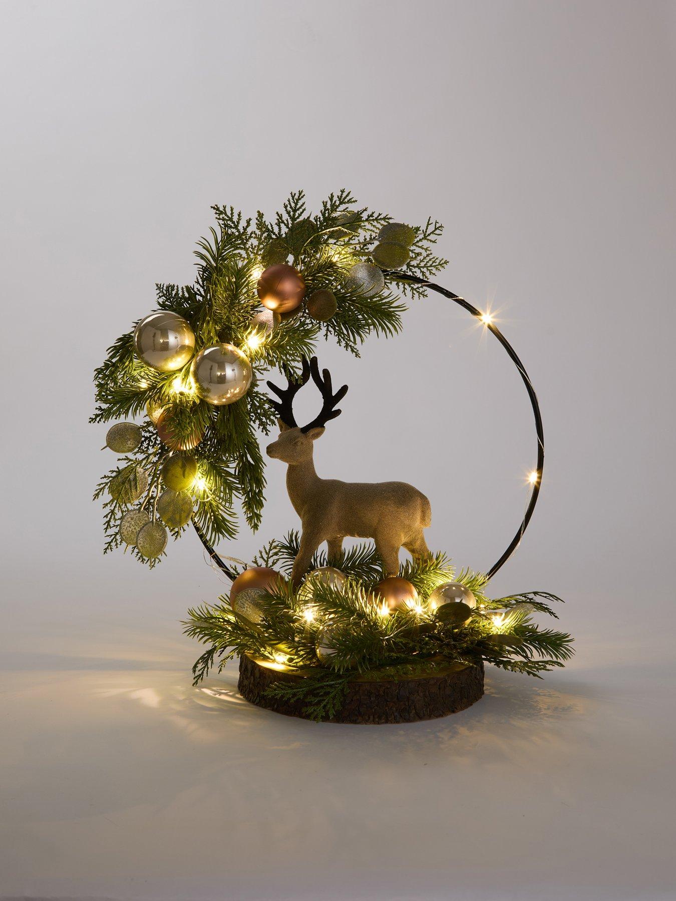 Image 3 of 5 of The Very Collection Stag In Hoop Lit Table Top Christmas&nbsp;Decoration