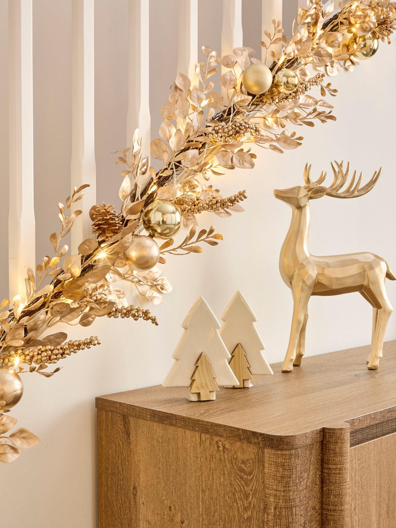 undefined 9ft Champagne Gold Pre-lit Christmas Garland