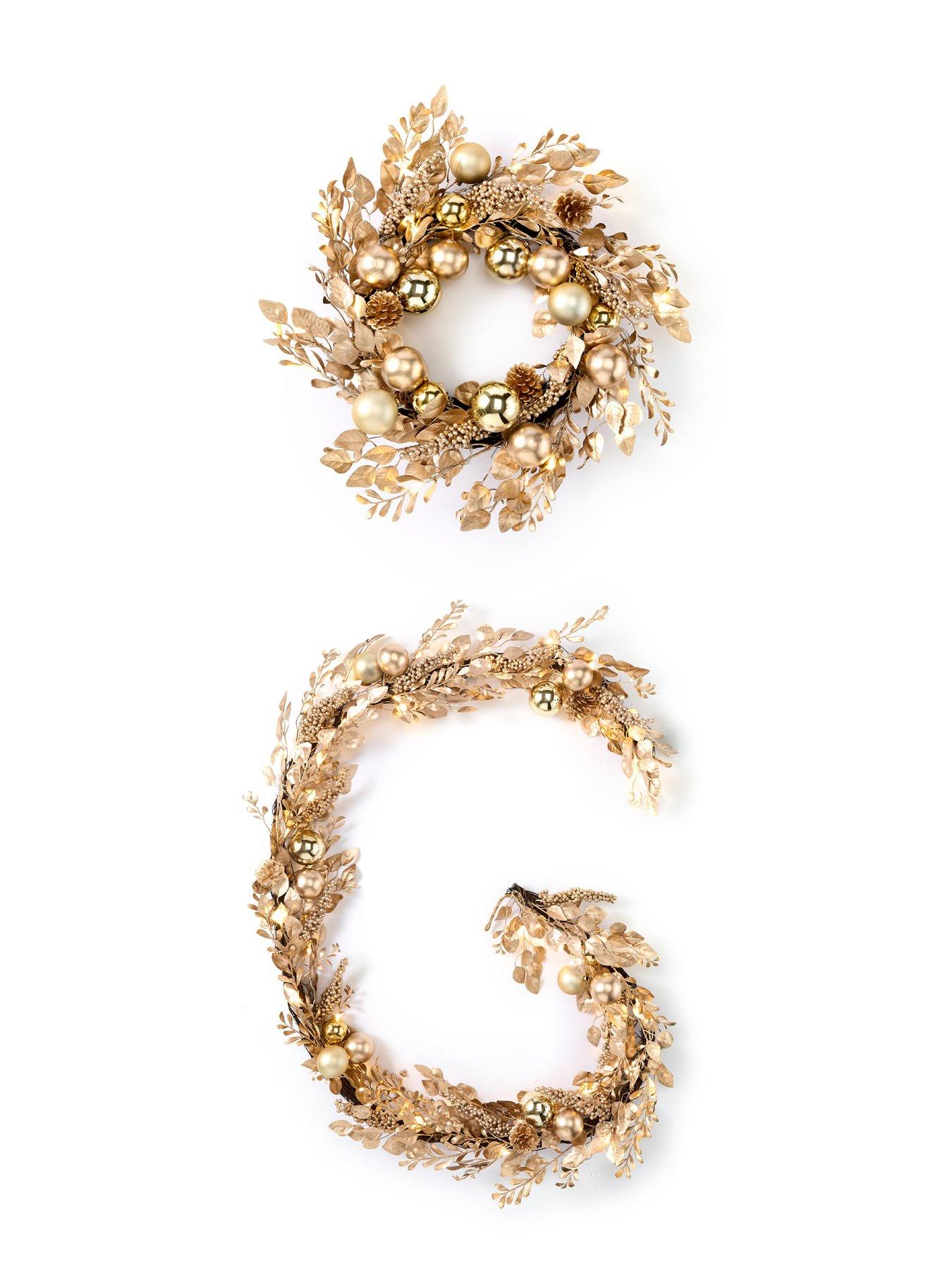 Image 5 of 5 of Very Home 9ft Champagne Gold Pre-lit Christmas Garland