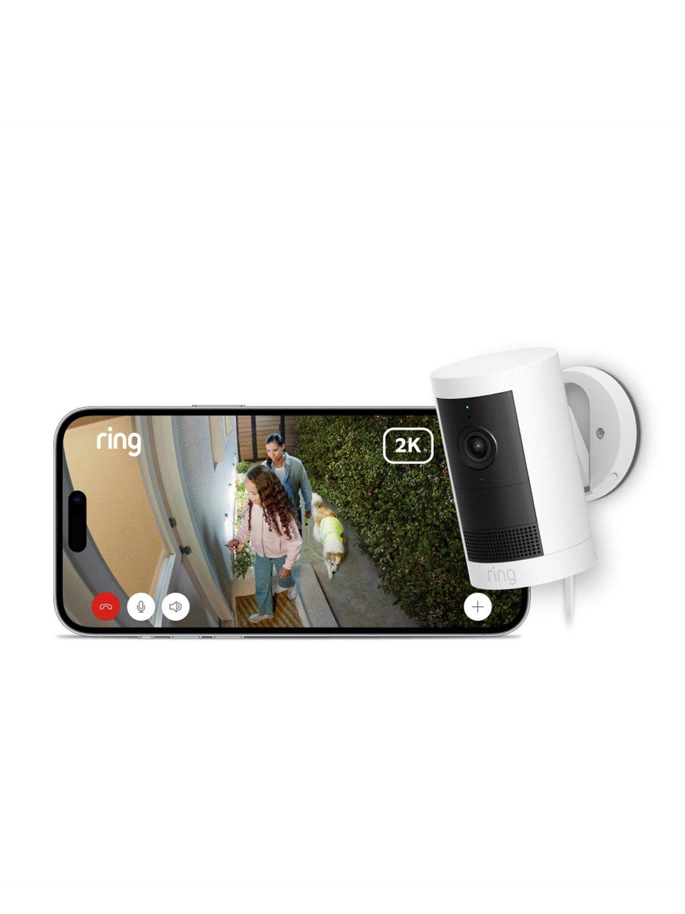 Image 2 of 7 of RING Outdoor Camera Plus Plug-in with 2k Video Smart Camera - White
