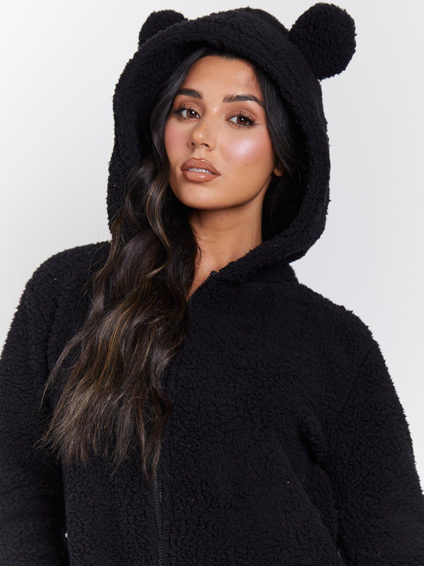 Image 3 of 3 of Loungeable Sherpa Xl Ears All In One - Black