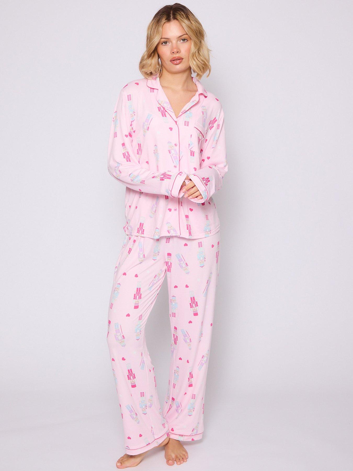 undefined Nutcracker Button Shirt And Long Pant Christmas Pyjamas Set - Pink