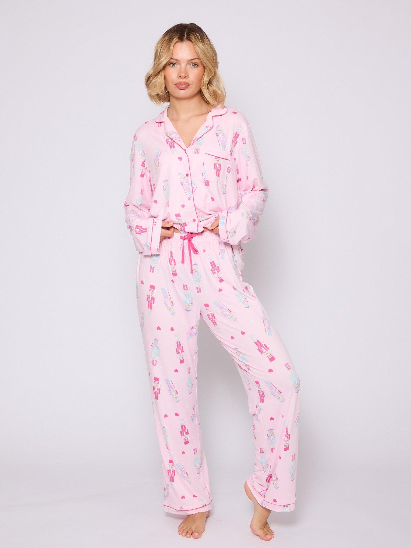 Image 3 of 4 of Loungeable Nutcracker Button Shirt And Long Pant Christmas Pyjamas Set - Pink