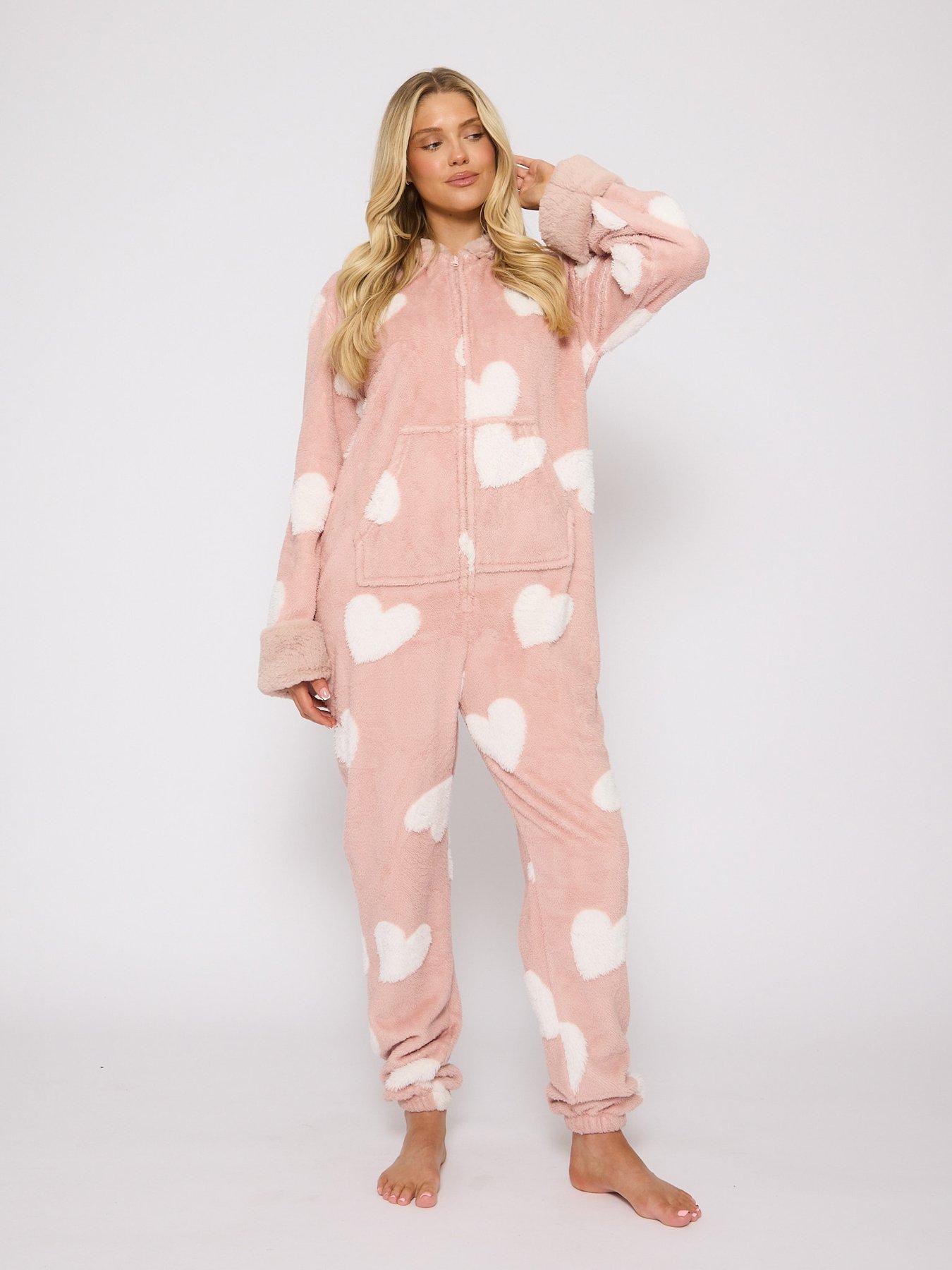 Loungeable Jaquard Heart All In One - Pink