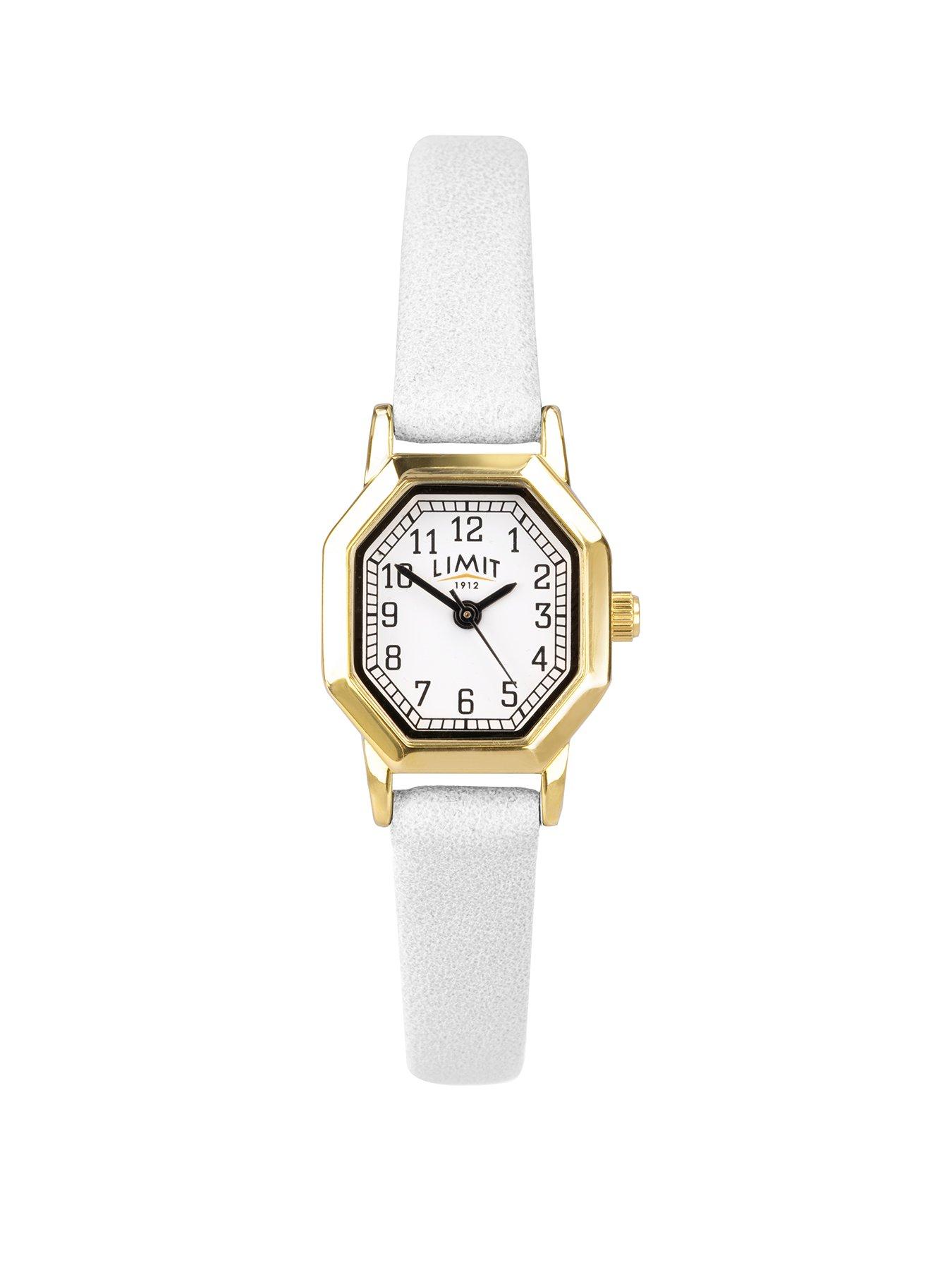 Image 1 of 4 of Limit 22mm Womens Octagonal Gold Analogue Watch with White Strap