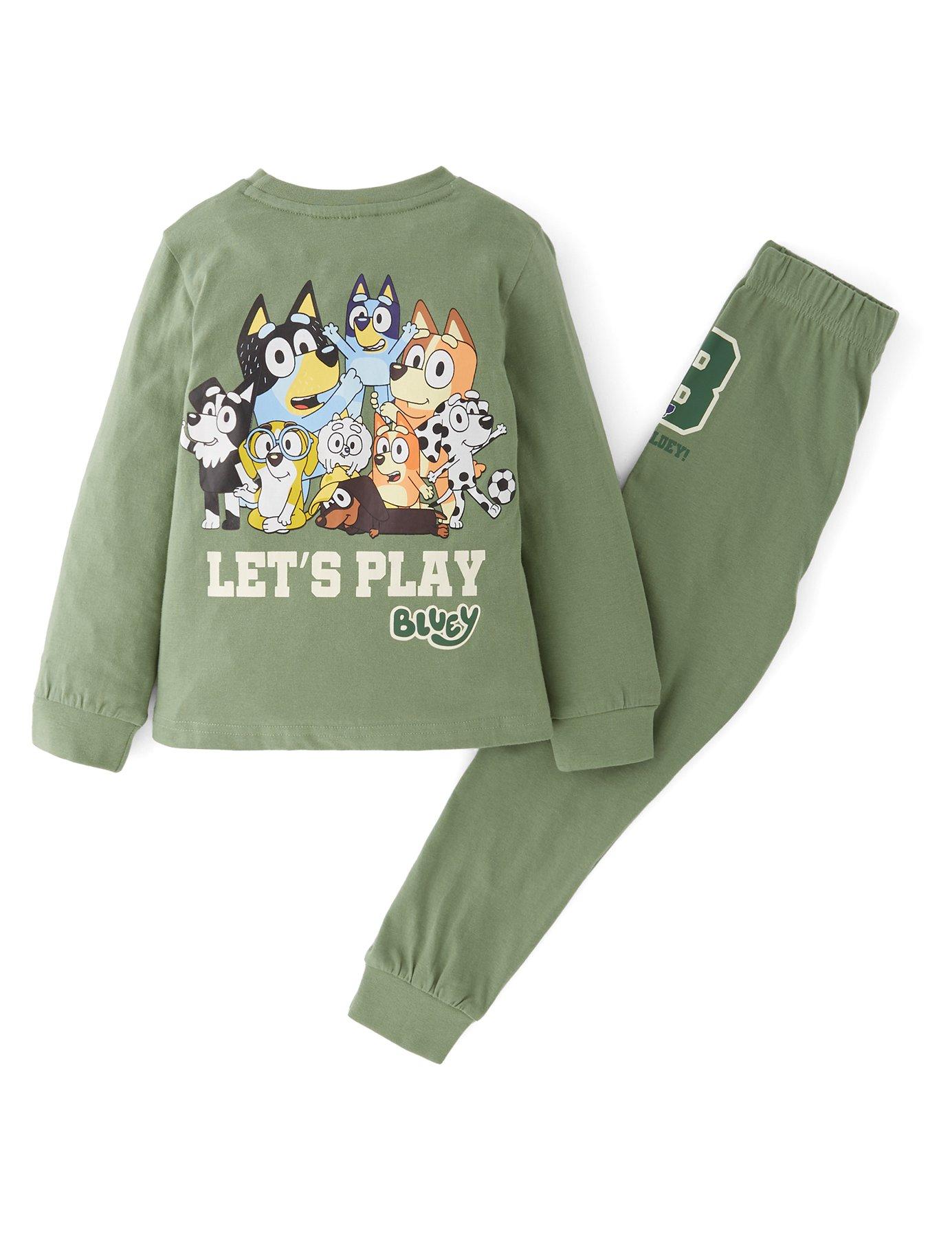 bluey-back-print-long-sleeve-pyjama-set-green