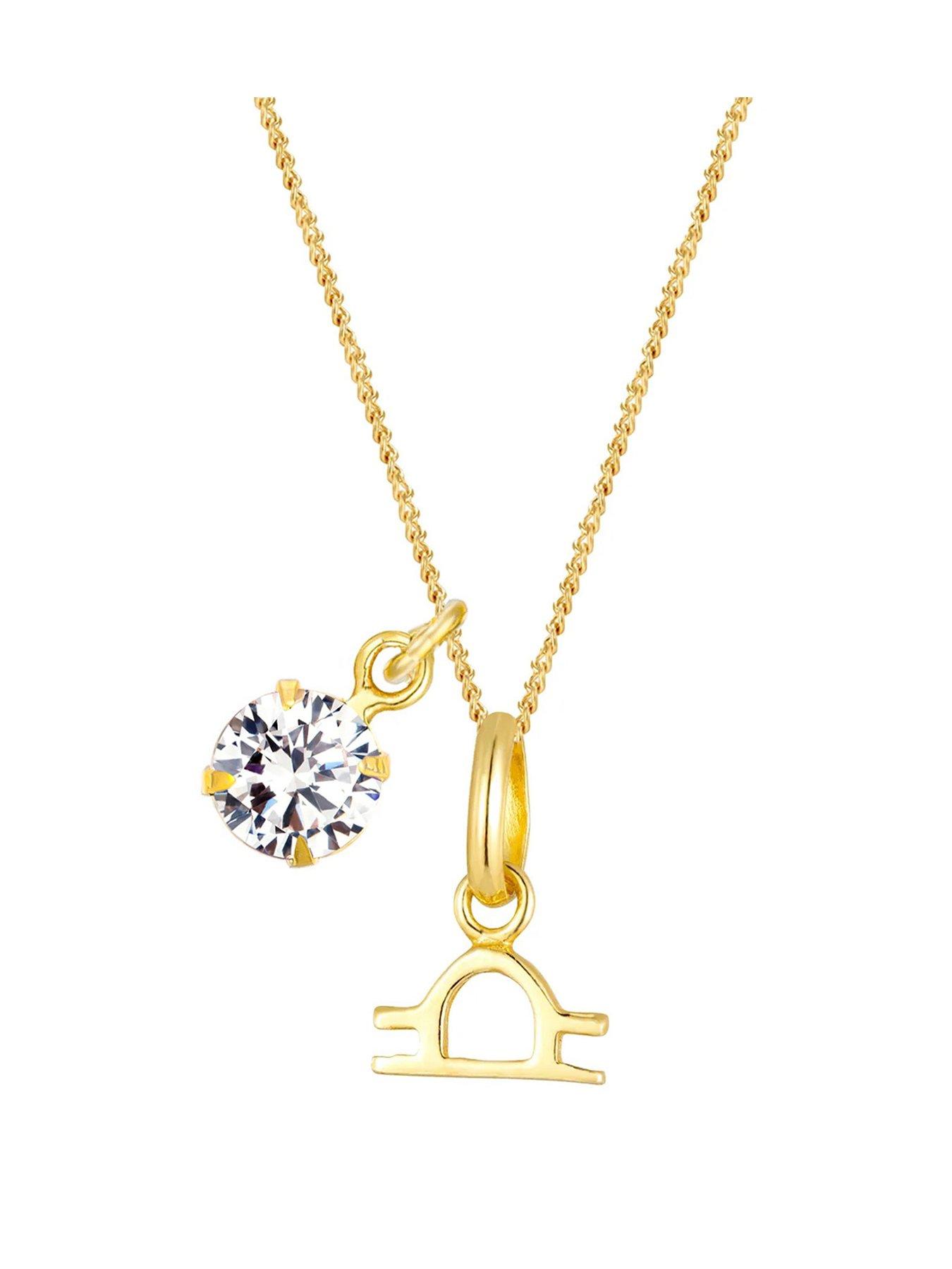 the-love-collection-gold-plated-sterling-silver-zodiac-sign-and-white-cz-charm-necklace