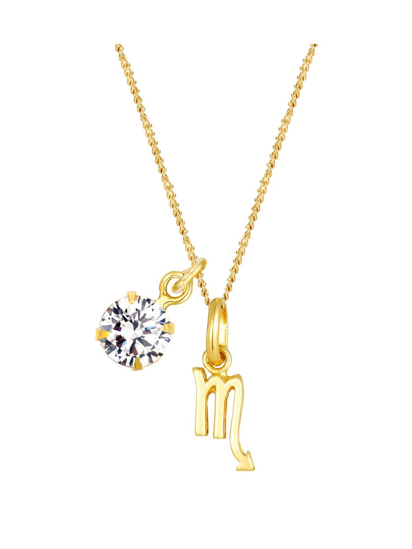 the-love-collection-gold-plated-sterling-silver-zodiac-sign-and-white-cz-charm-necklace