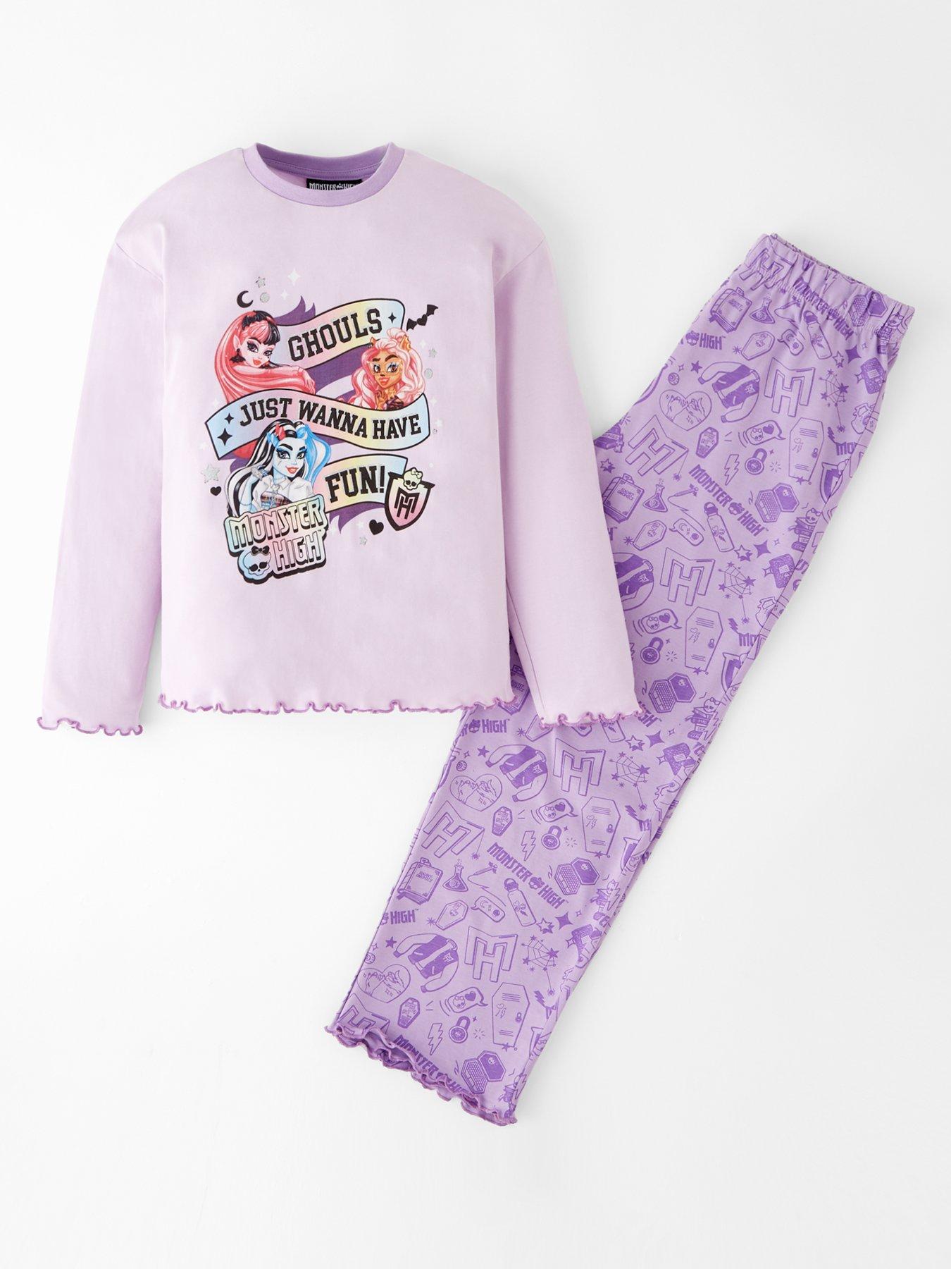 Monster High Wide Leg Long Sleeve Pyjama Set - Purple