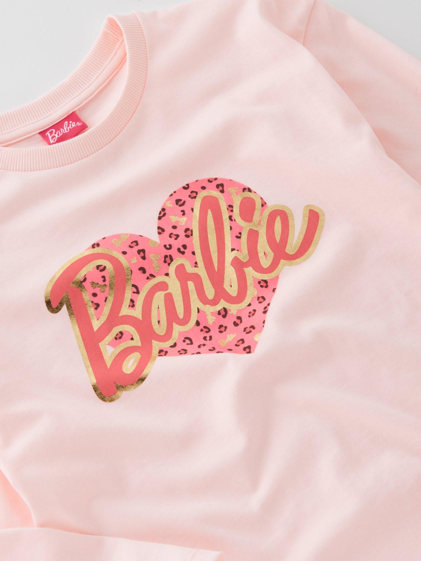  image of barbie-leopard-heart-long-sleeve-t-shirt-cream
