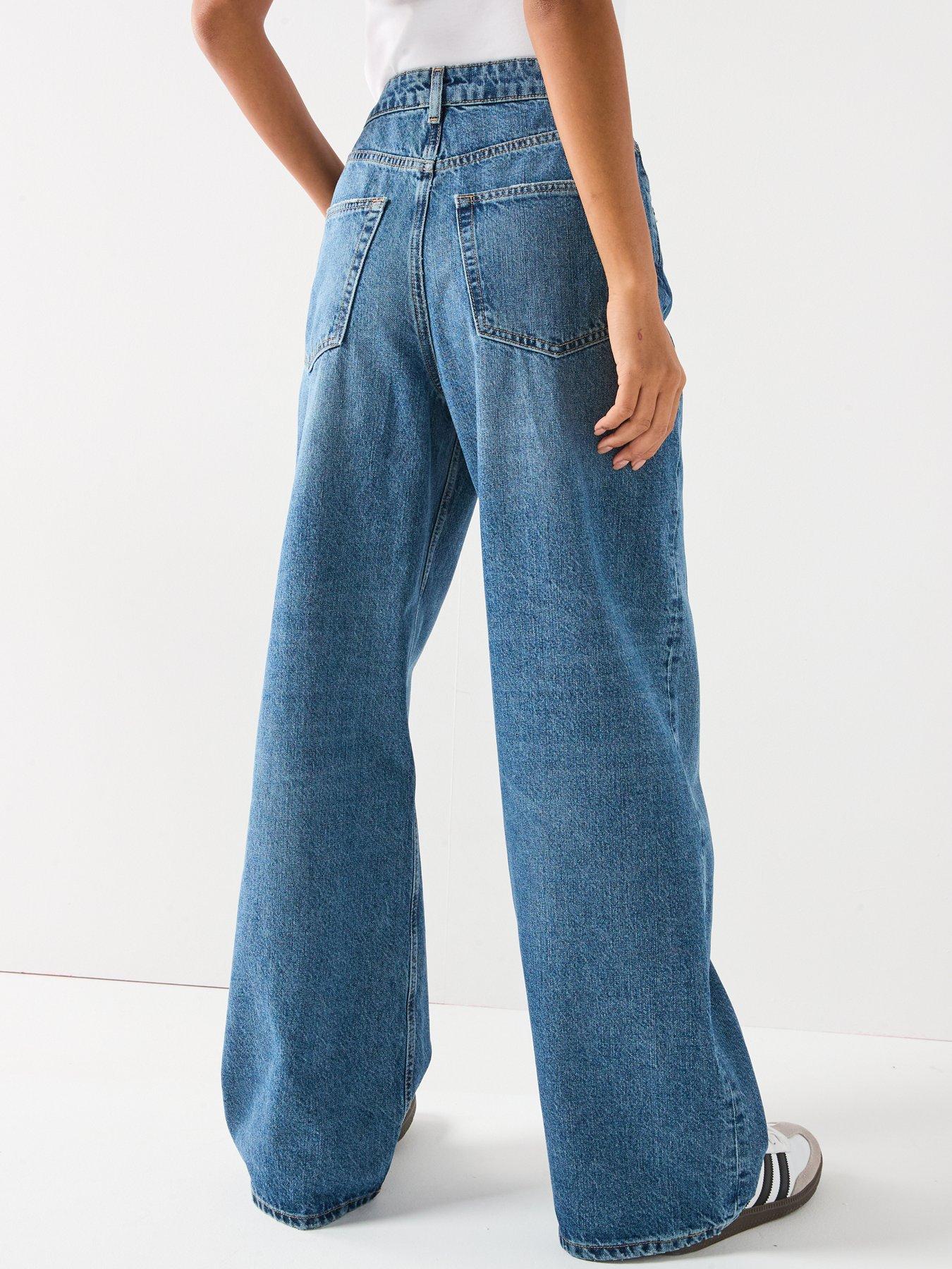 Image 2 of 6 of V by Very Authentic High Waist Wide Leg Jeans - Mid Wash