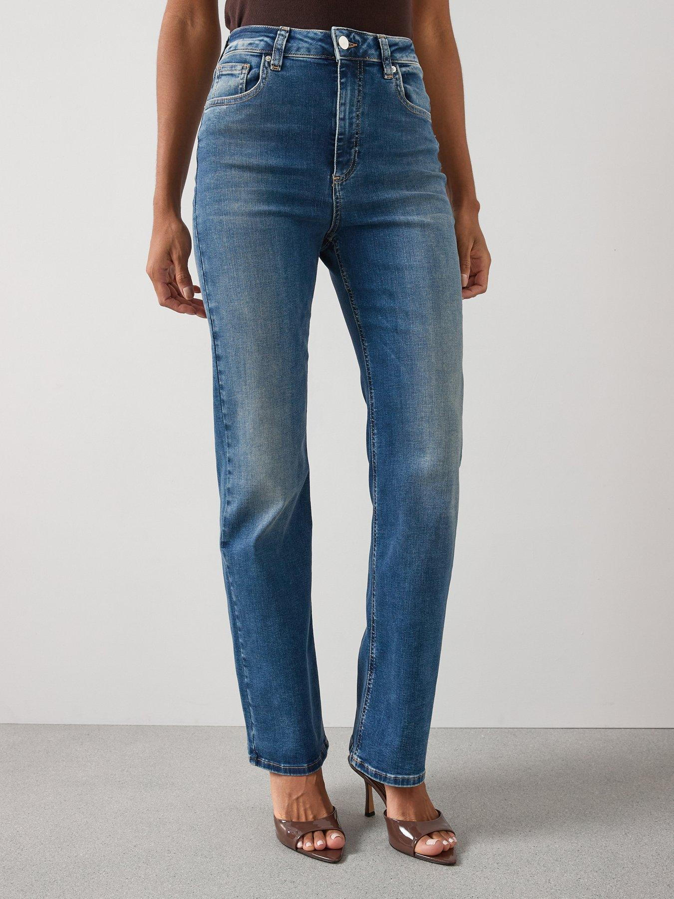 V by Very Comfort Stretch Wide Leg Jeans - Mid Wash