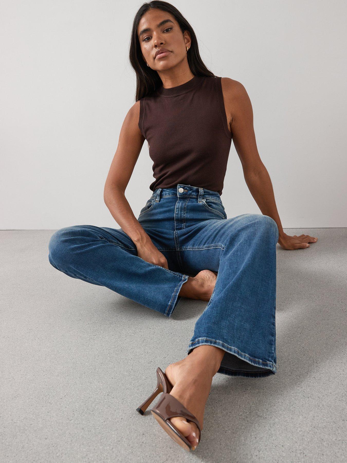  image of v-by-very-comfort-stretch-easy-straight-jeans-mid-wash