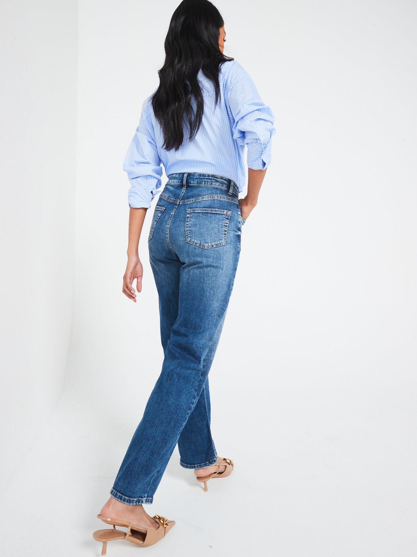 Image 4 of 6 of V by Very Comfort Stretch Wide Leg Jeans - Mid Wash
