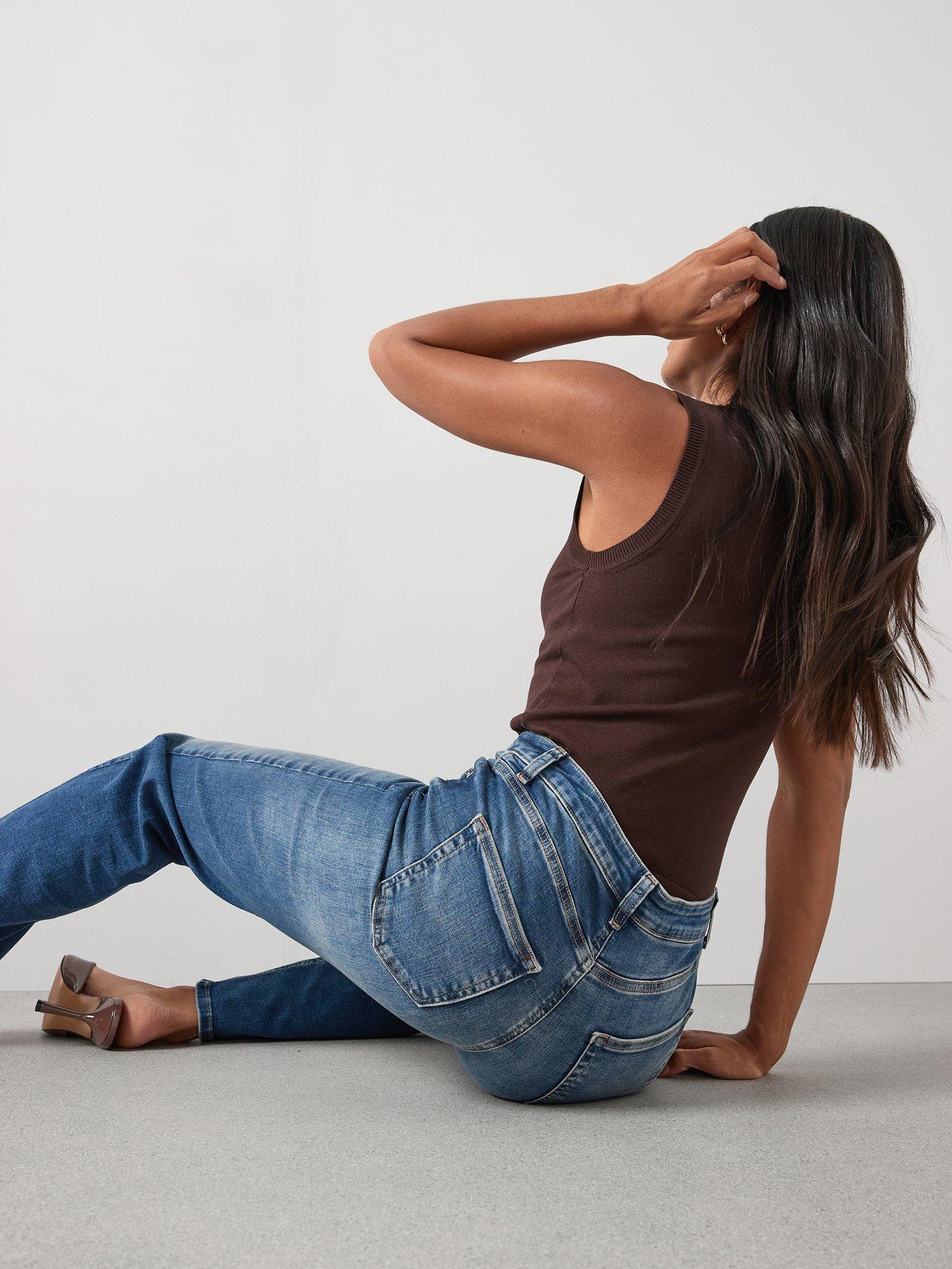  image of v-by-very-comfort-stretch-easy-straight-jeans-mid-wash