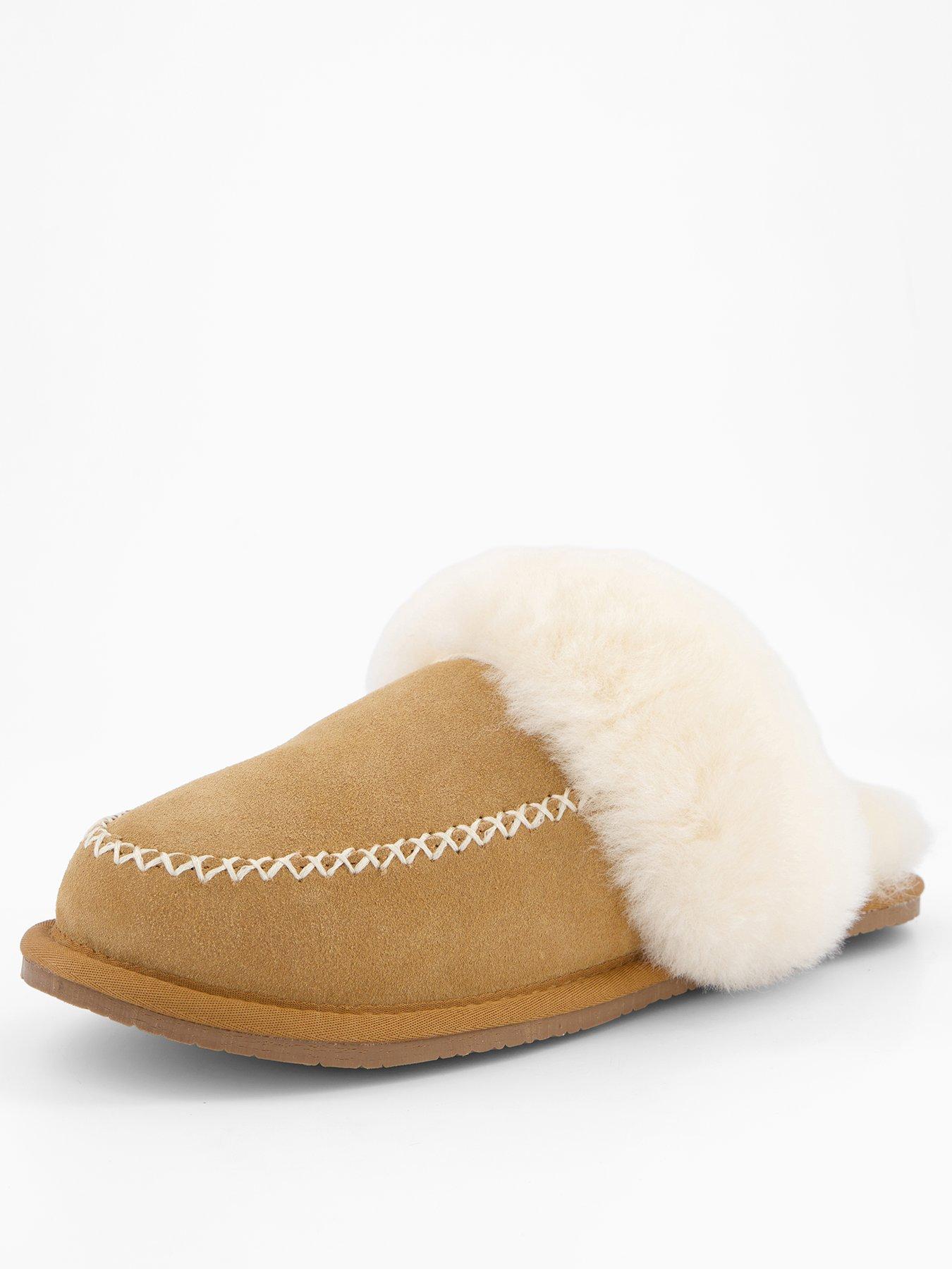 Image 2 of 7 of Loungeable Tan Sheepskin Whipstitch Mule Slippers - Tan