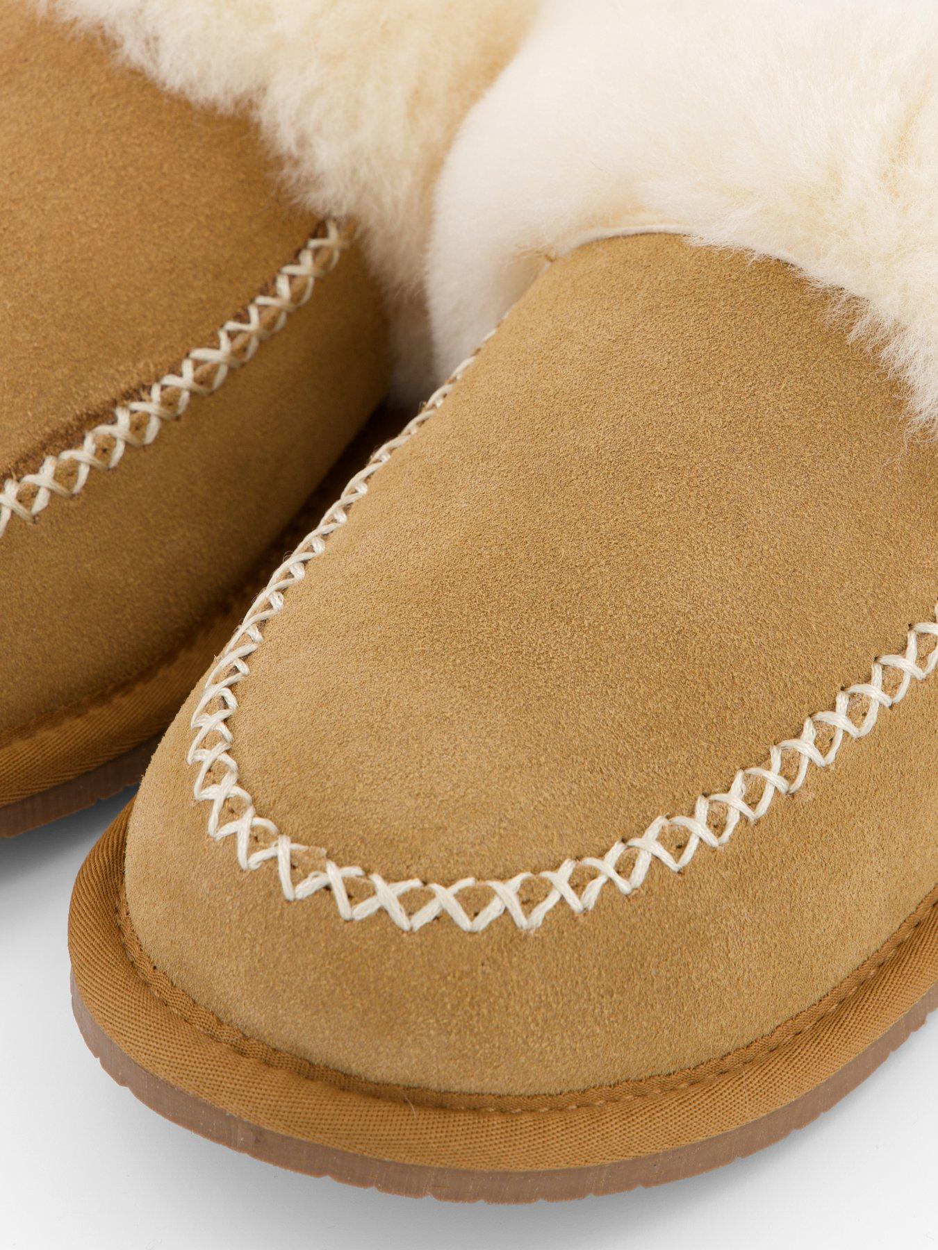 Image 5 of 7 of Loungeable Tan Sheepskin Whipstitch Mule Slippers - Tan