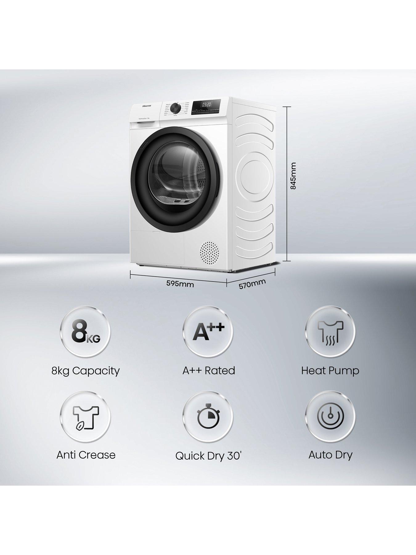 Image 2 of 7 of Hisense 1 Series DH1Q802BW2 8 kg Heat Pump Tumble Dryer - White