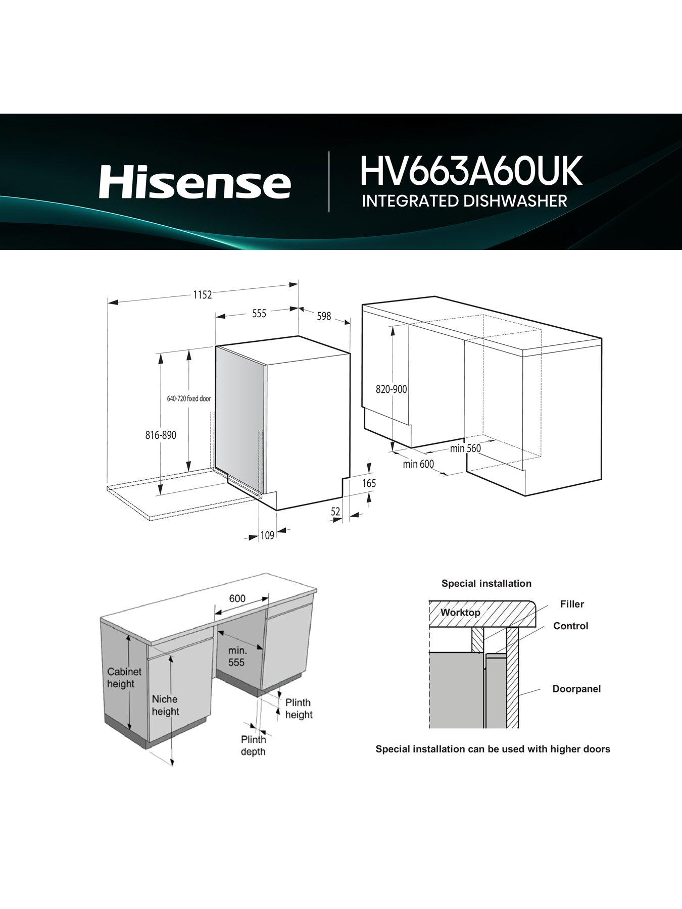 Image 5 of 7 of Hisense HV663A60UK Full-Size Fully Integrated 16-Place Dishwasher