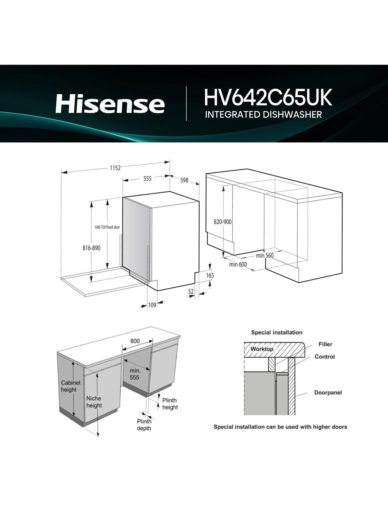 Image 6 of 7 of Hisense HV642C65UK Full-Size Fully Integrated 14-Place Dishwasher