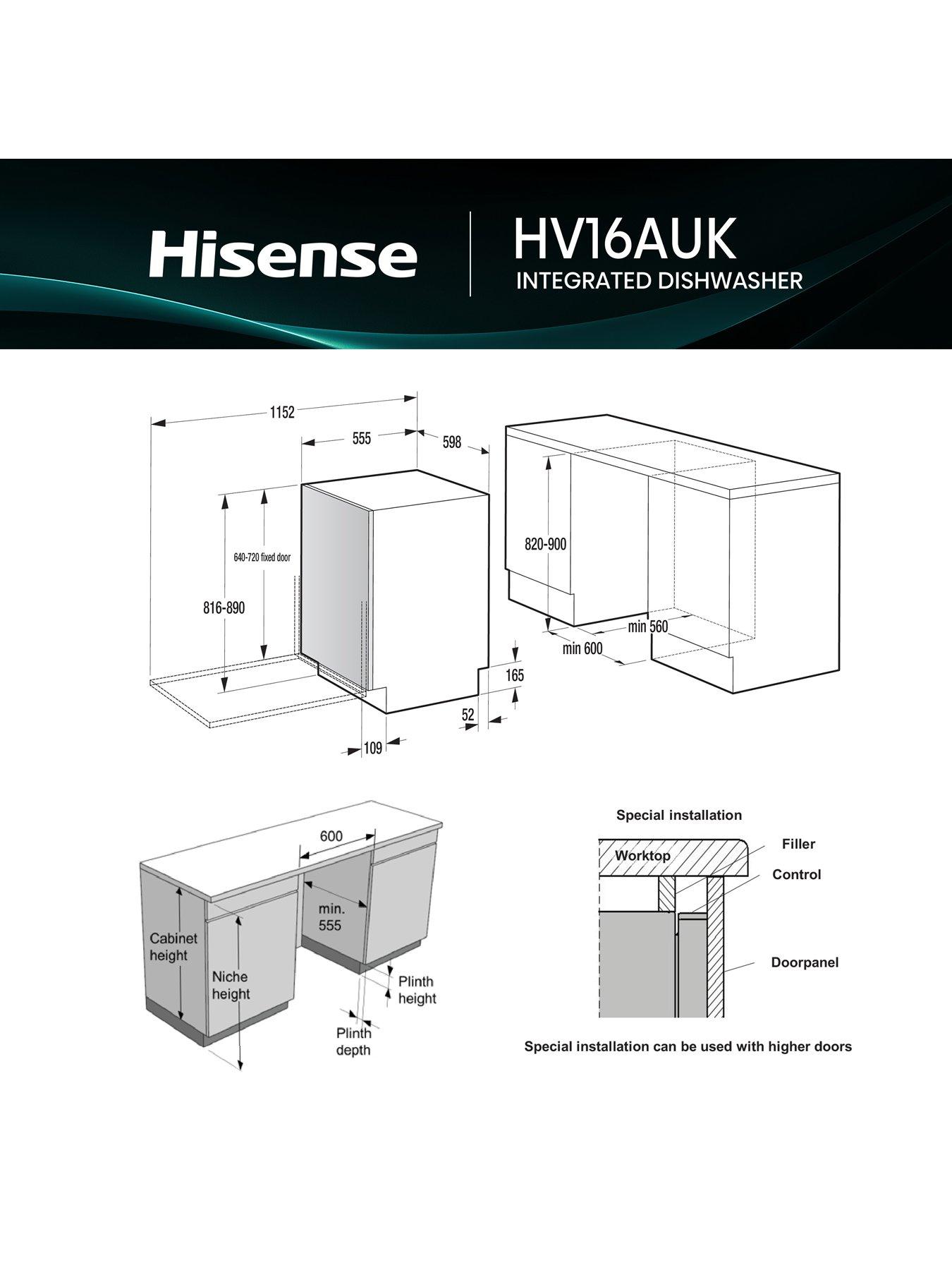 Image 5 of 7 of Hisense HV16AUK Full-Size Fully Integrated 16-Place Dishwasher