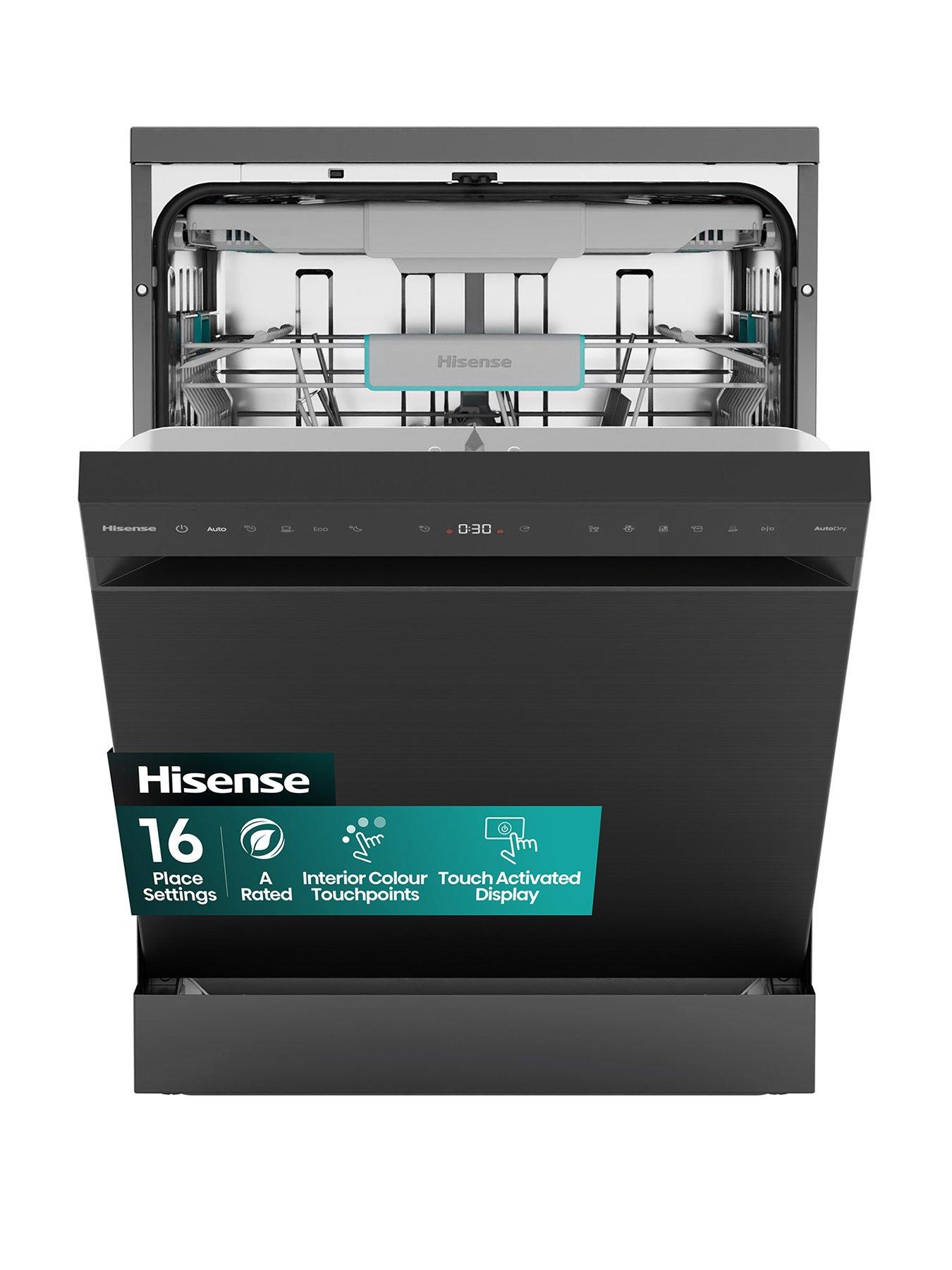 Hisense HS663A90BXUK Full Size 16-Place A Rated Freestanding Dishwasher - Black Inox