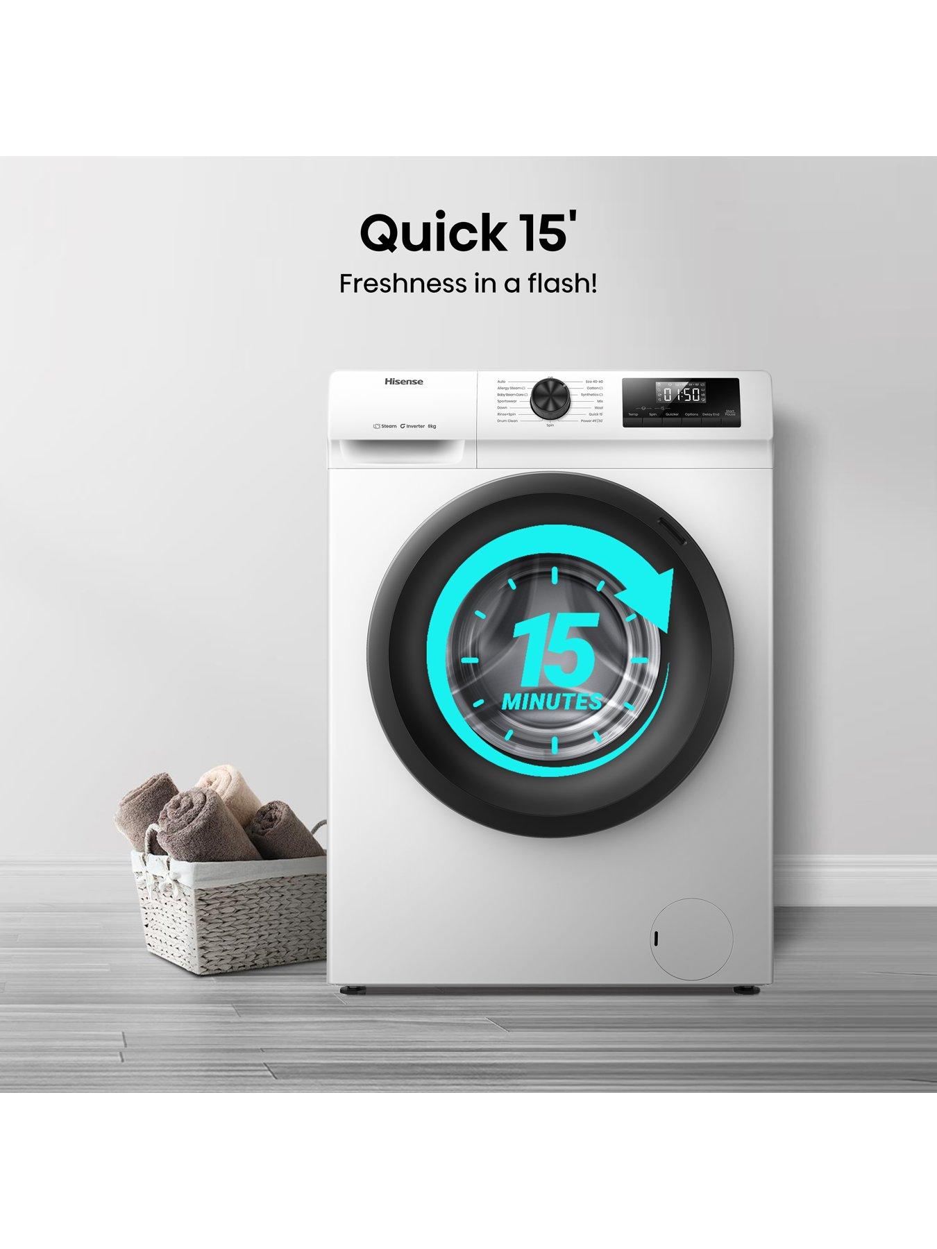 Image 4 of 7 of Hisense 1 Series Steam WF1Q8041BW 8 kg 1400 Spin Washing Machine - White